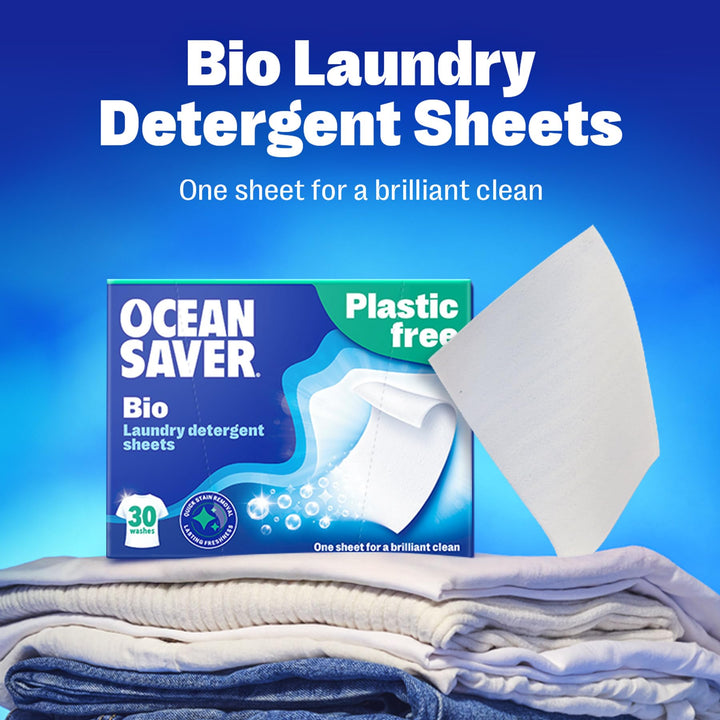 OceanSaver - Eco Laundry Detergent Sheets | Biodegradable, Plastic-Free, Hypoallergenic