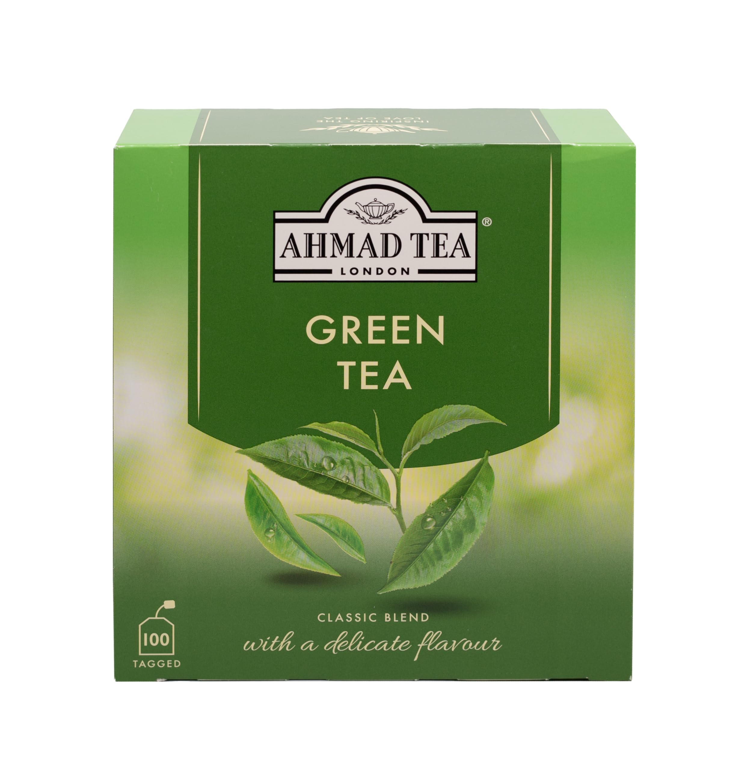 Ahmad Tea Pure Green Tea - 100 Teabags | Gluten Free | UK Origin