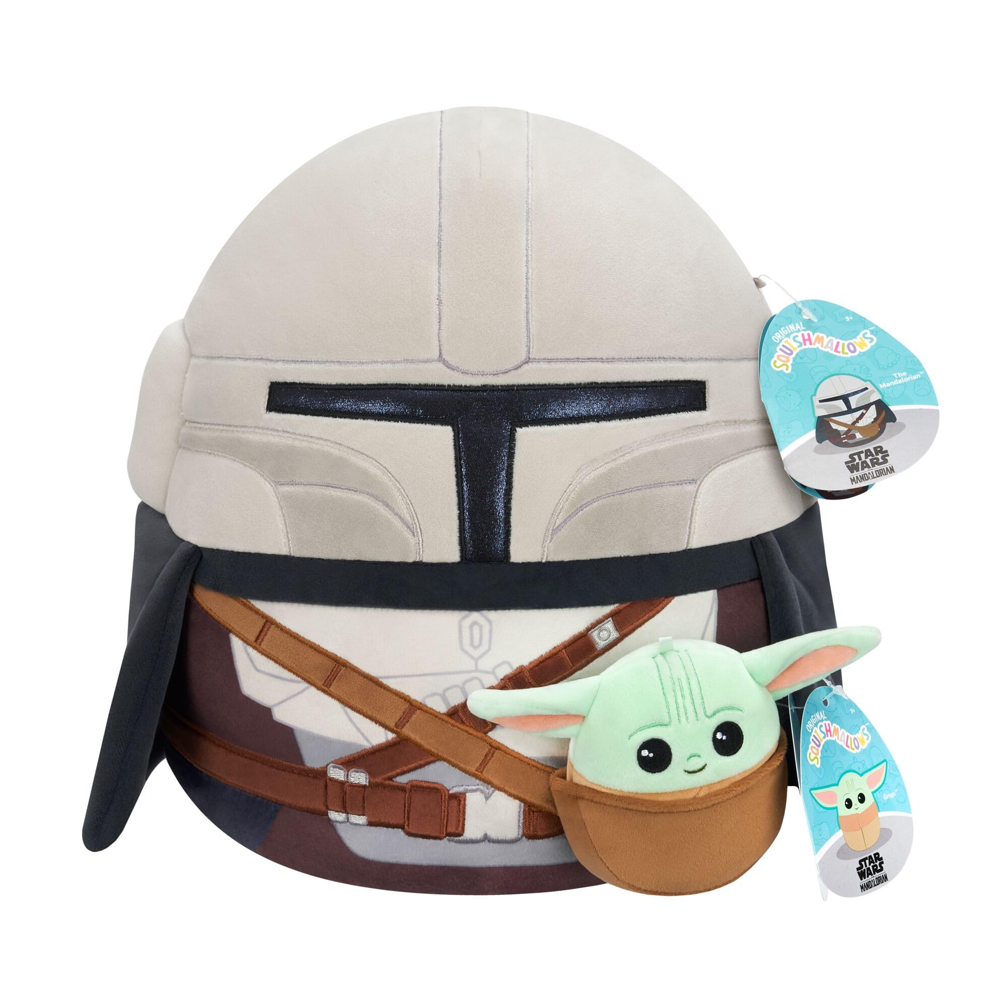 Squishmallows Star Wars Mandalorian + Grogu Plush Set | 12-Inch & 3.5-Inch | Polyester 2