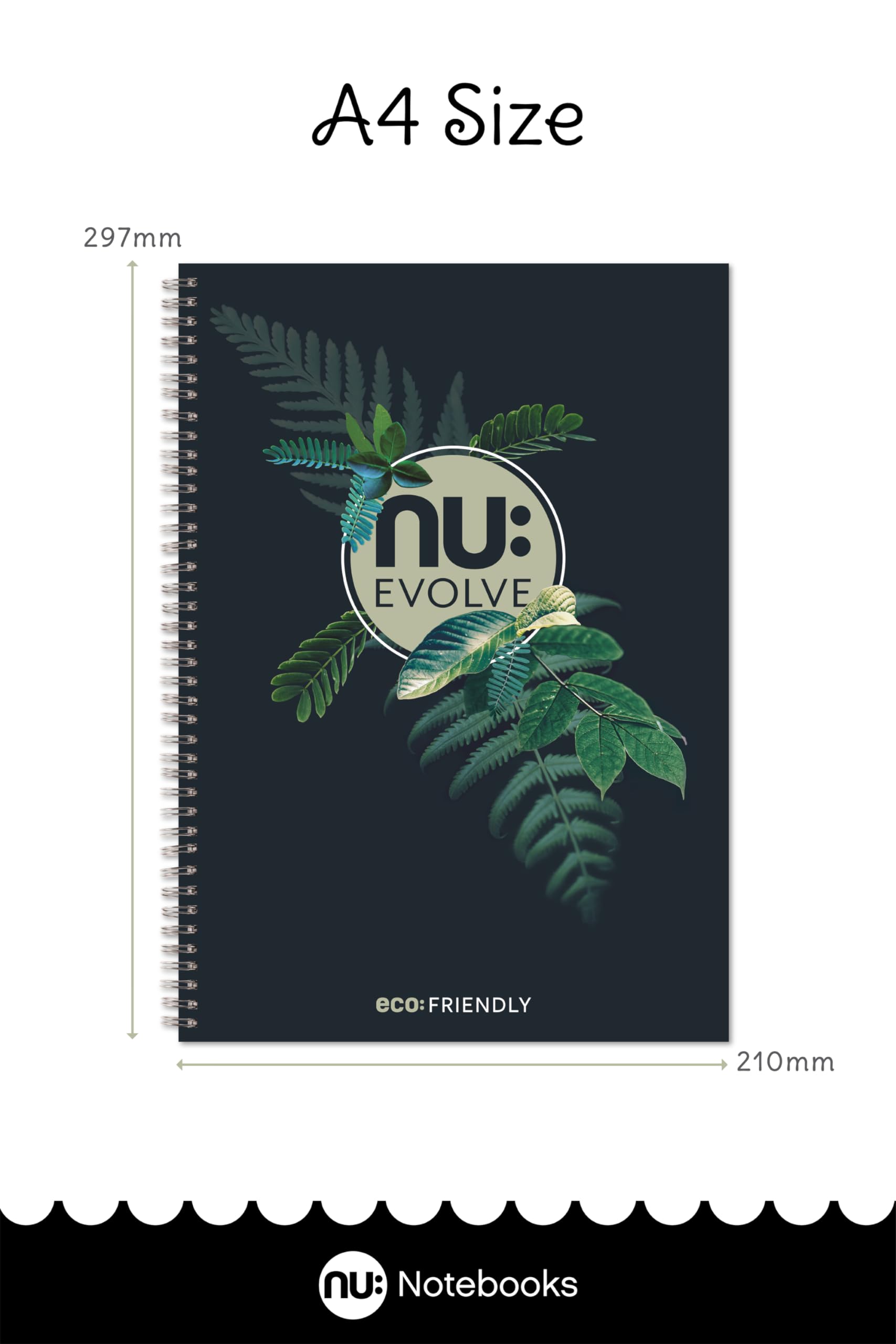 nu: Evolve Recycled A4 Wirebound Notebook - 3 Pack | Ruled | 80gsm Paper | Soft Cover 3