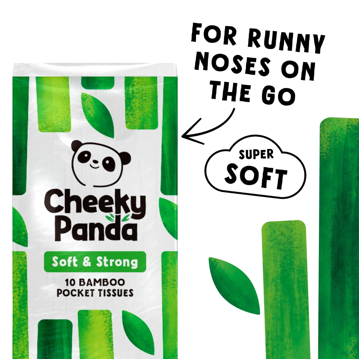 The Cheeky Panda Bamboo Pocket Tissues - 240 Tissues, 3-Ply, Hypoallergenic