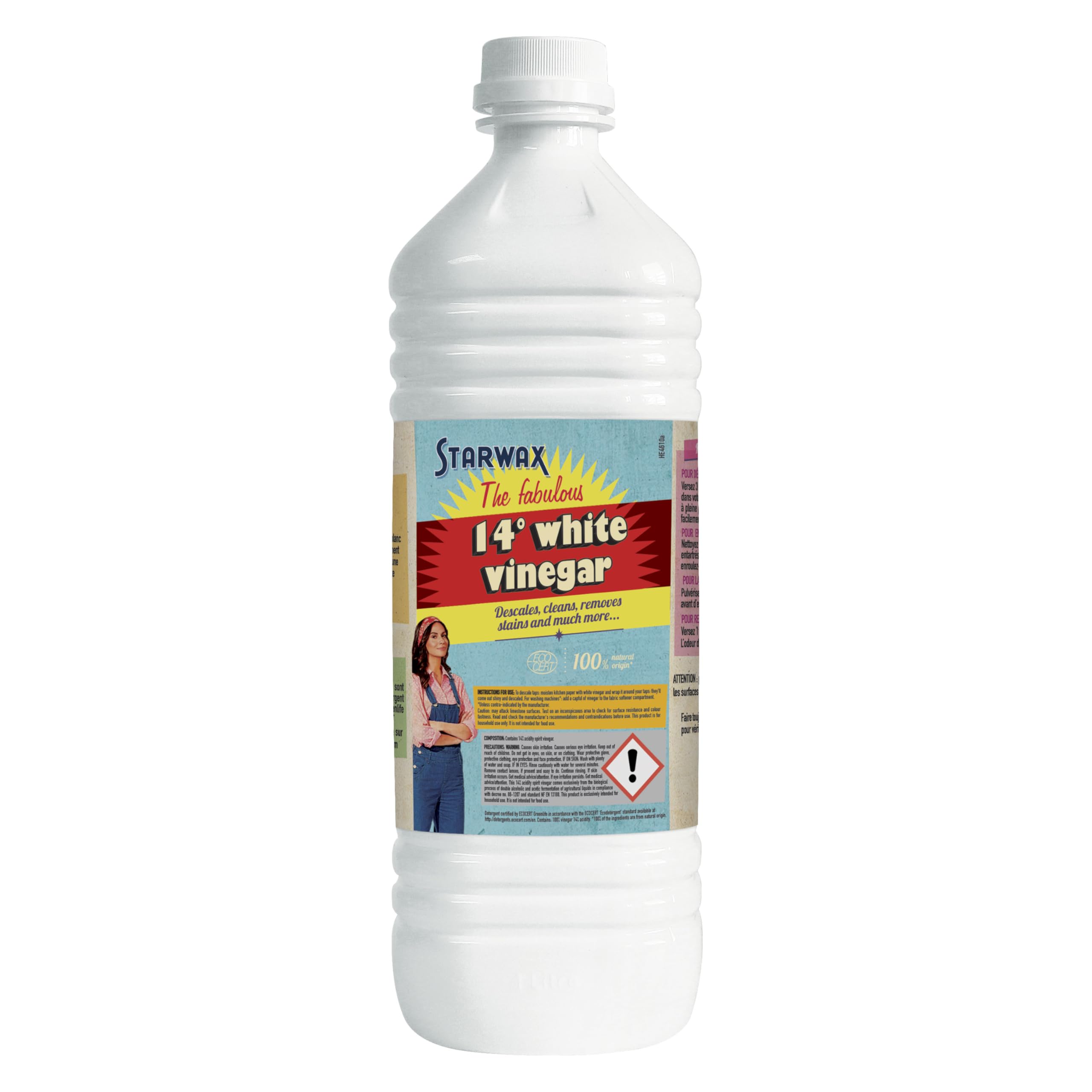 STARWAX THE FABULOUS 14° White Vinegar - Descaler, Degreaser, Stain Remover | 1L Liquid