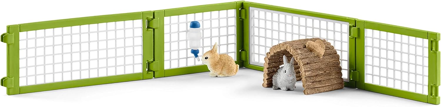 SCHLEICH Farm World Rabbit Hutch Playset - 8-Piece Animal Set for Imaginative Farm Play 11