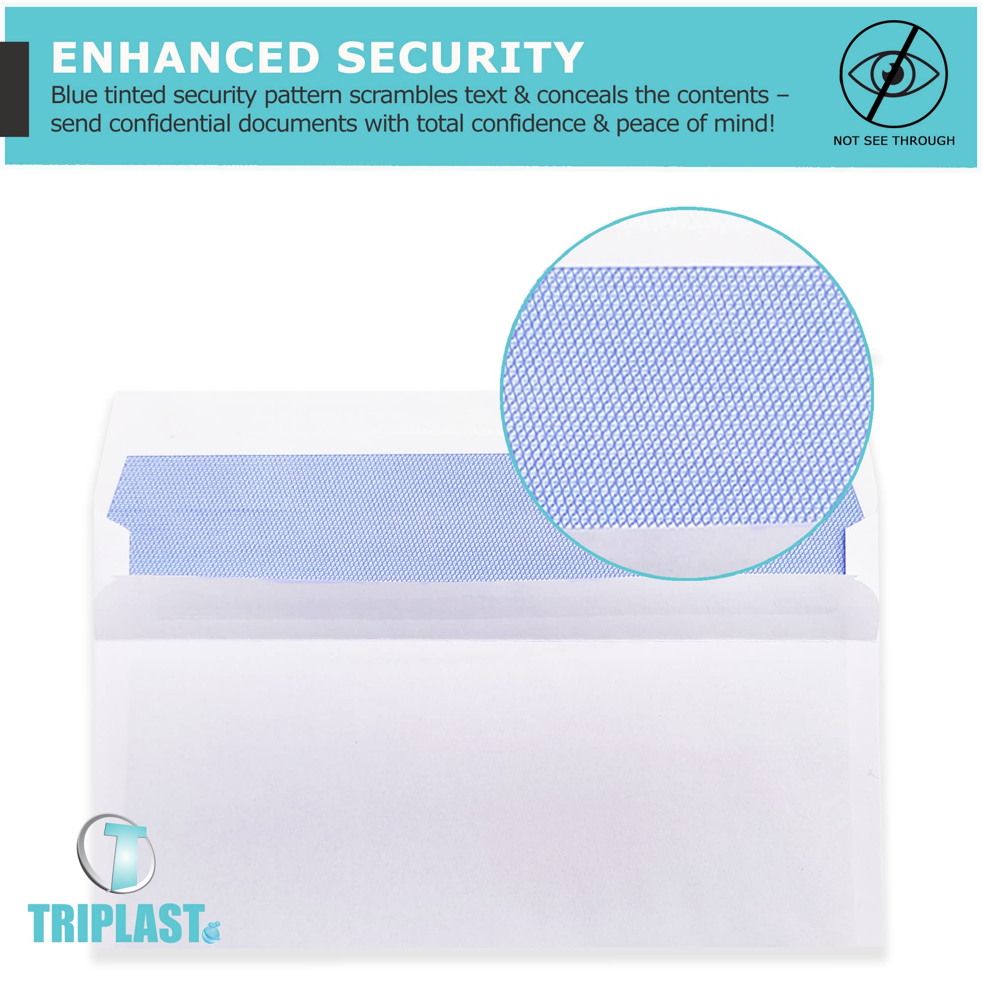 Triplast DL Self Seal Security Envelopes - 20 Pack | 90 gsm White Paper | 110x220mm 3