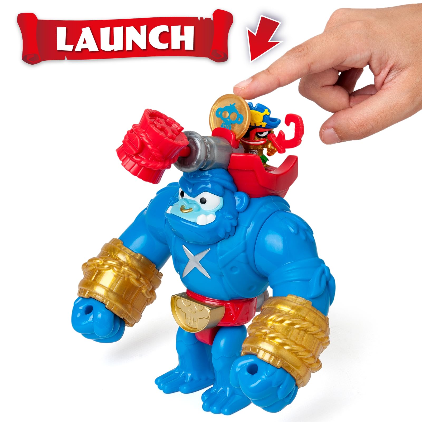 PIRATIX ADVENTURE WORLD Smash Jack Gorilla Bros Action Figure | 16.3 cm H | Blue Plastic 4