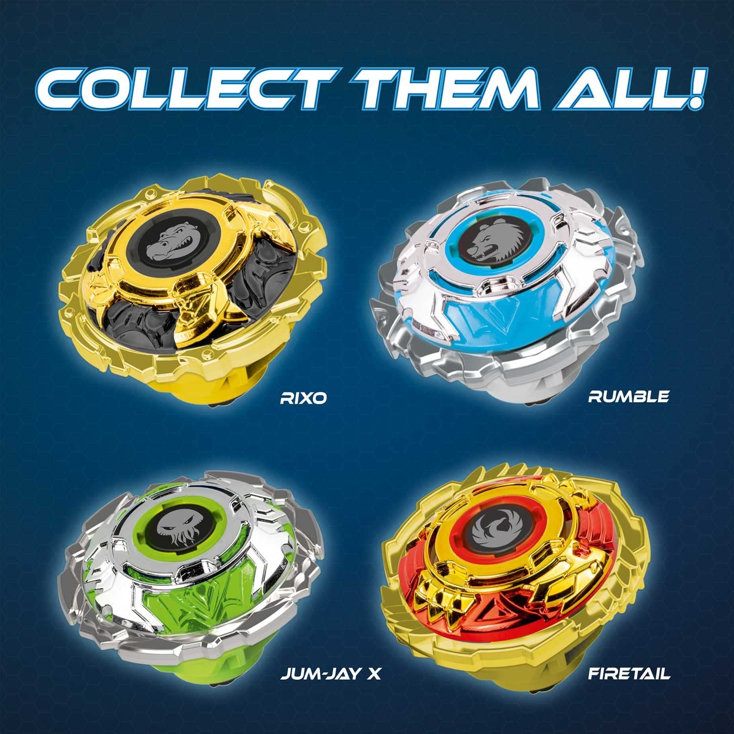 CRAZE BLADE XXL Battle Set - 4 Metal Spinning Tops with Launchers & Arena 4