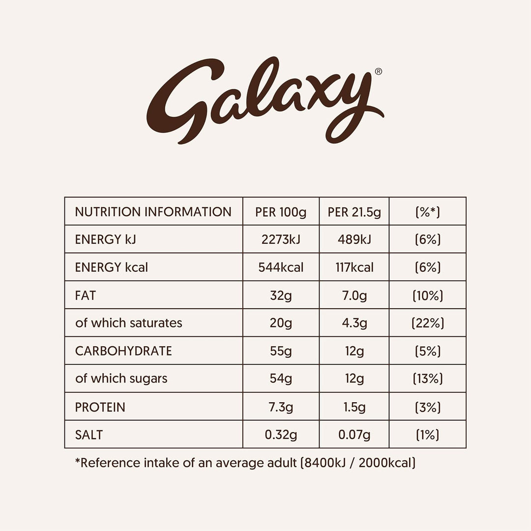 Galaxy Smooth Milk Chocolate Bar, Sharing Chocolate, 180g