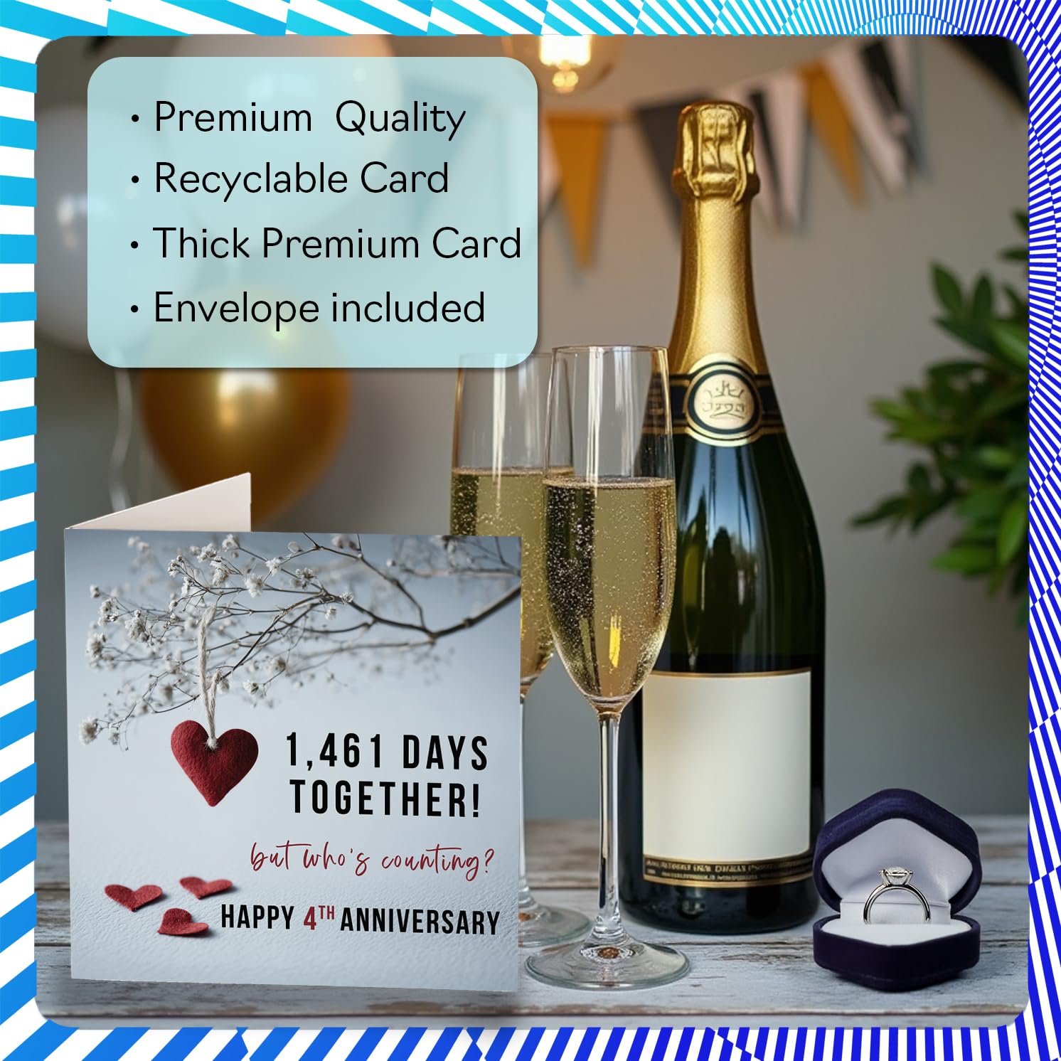 Stuff4 4th Anniversary Card for Women Men - 1461 Days Together! 145mm Greeting Card 3