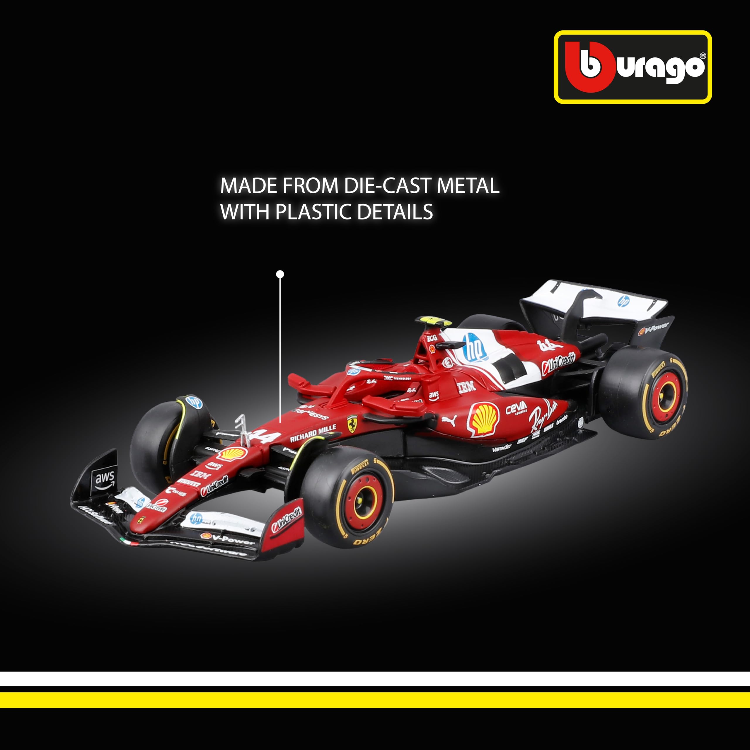 Bburago Ferrari SF-25 F1 2025 #44 Hamilton 1:43 Scale Diecast Model Car 5