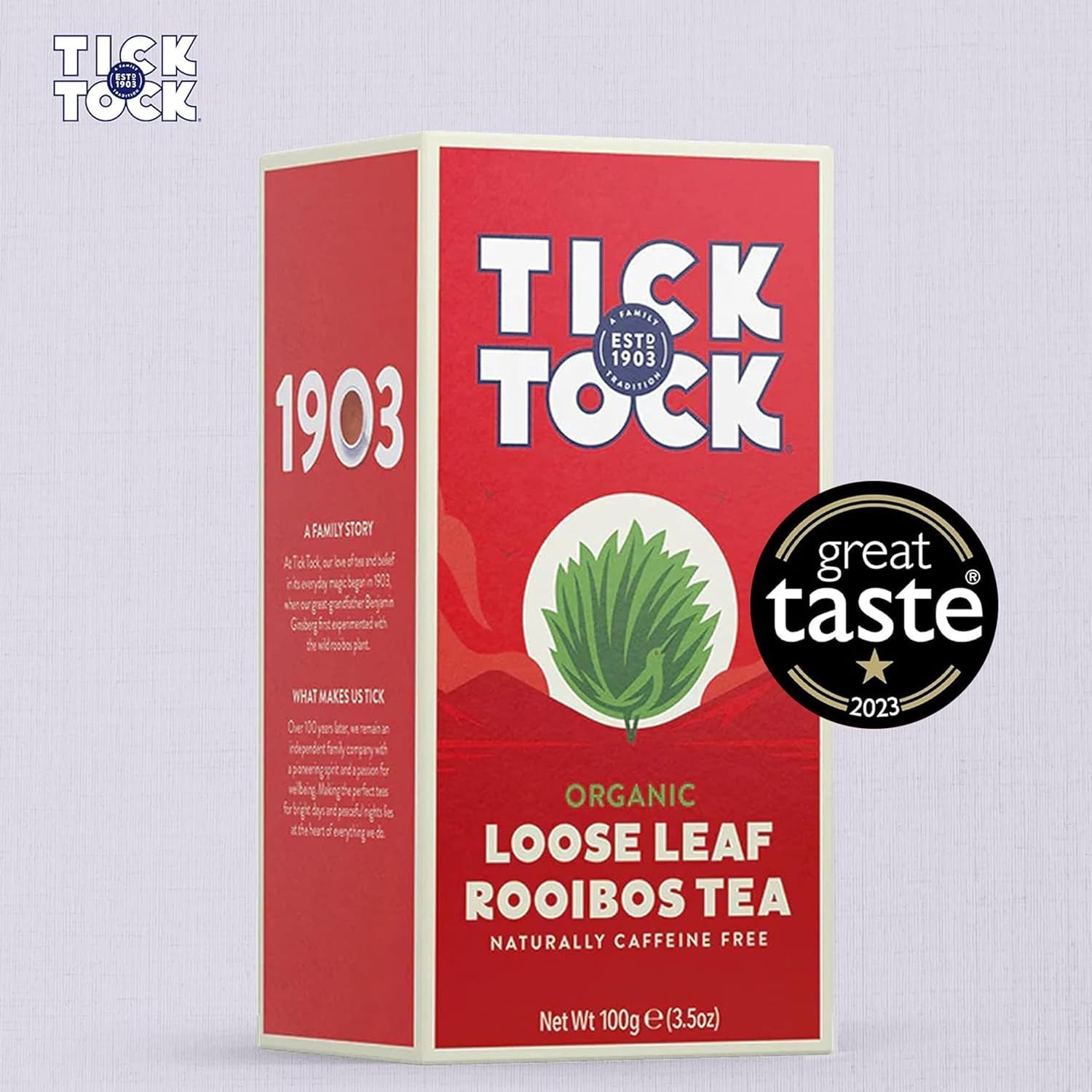 Tick Tock Organic Rooibos Loose Leaf Tea - Caffeine-Free Herbal Redbush | 600g (6 x 100g Packs) 5