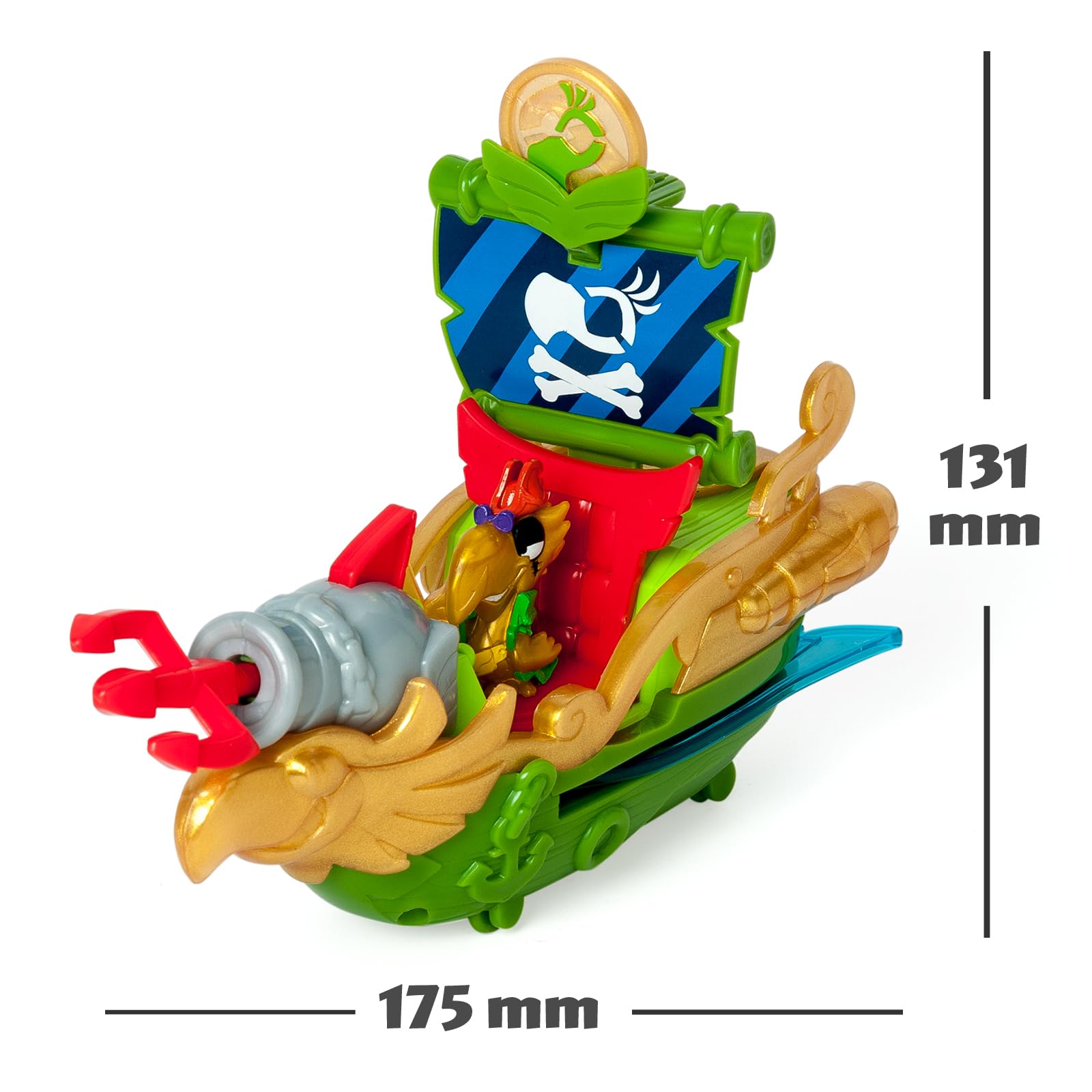 PIRATIX ADVENTURE WORLD Sky Hunter Pirate Ship Playset | Flapping Wings | Fires Cannon | Includes Captain Wings Figure 8
