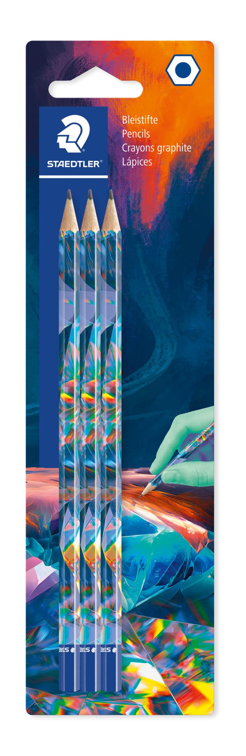 STAEDTLER HB Drawing Pencils - Wood-Free, Hexagonal, Multiverse Design | Pack of 3 1