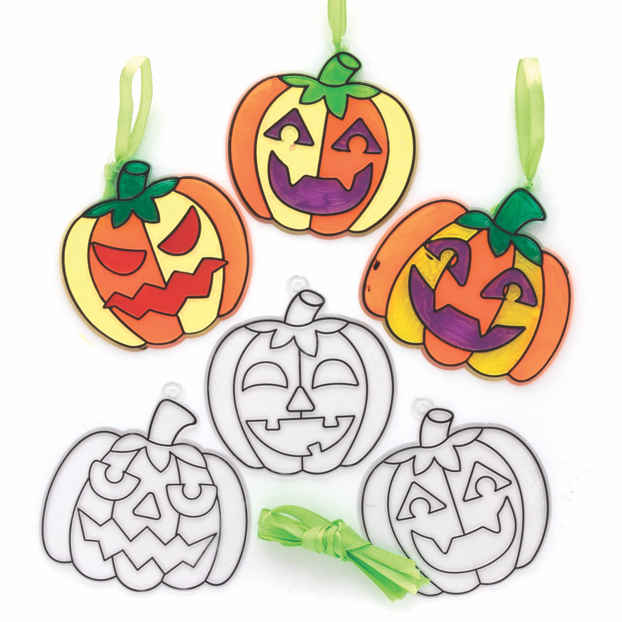 Baker Ross FE751 Pumpkin Suncatcher Decorations - Pack of 10, Multicolor Acrylic Craft Kits 1