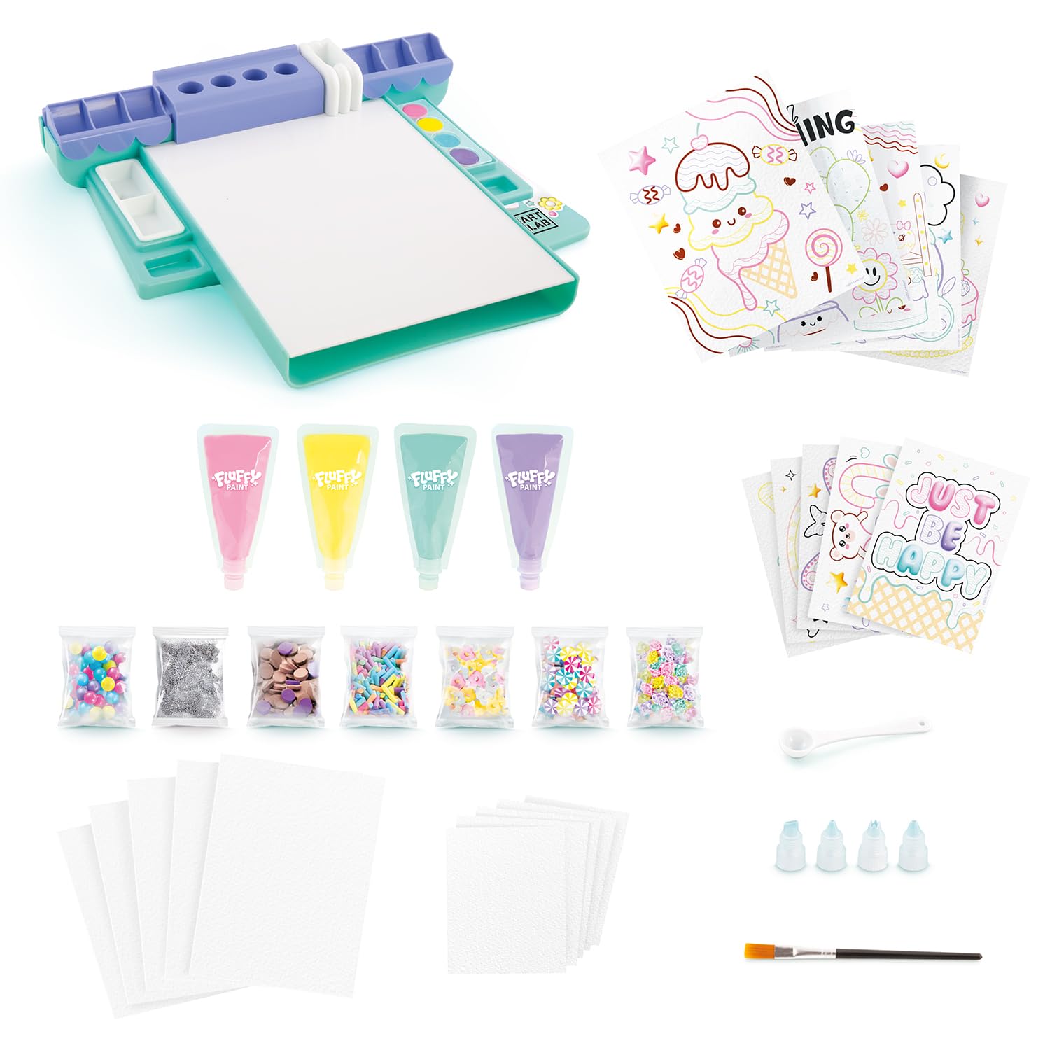 Canal Toys Art Lab Fluffy Painting Studio - 3D Art Set with 10 Posters & Water-Based Paint 9