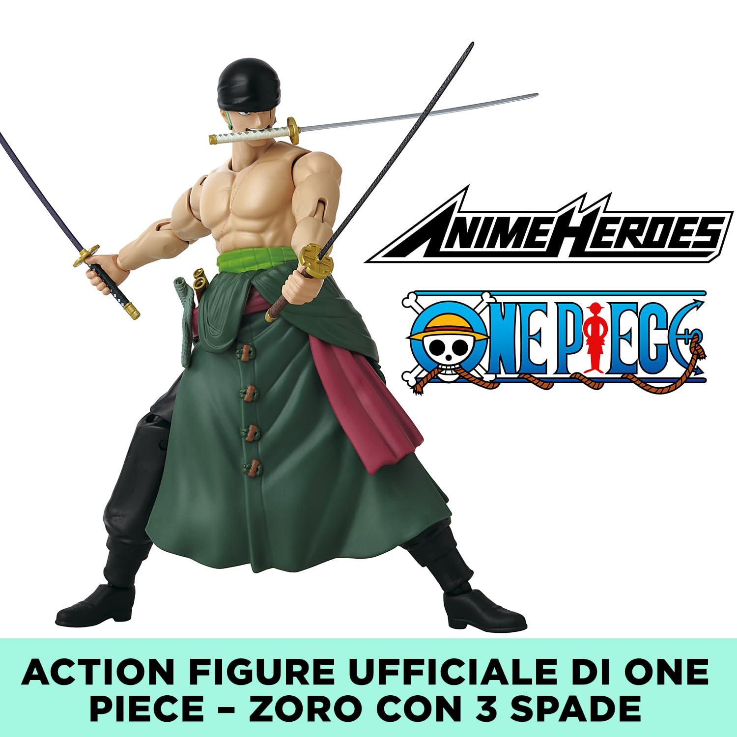 BANDAI Anime Heroes One Piece Roronoa Zoro 3 Swords Style Action Figure | 17cm Articulated Figure 3
