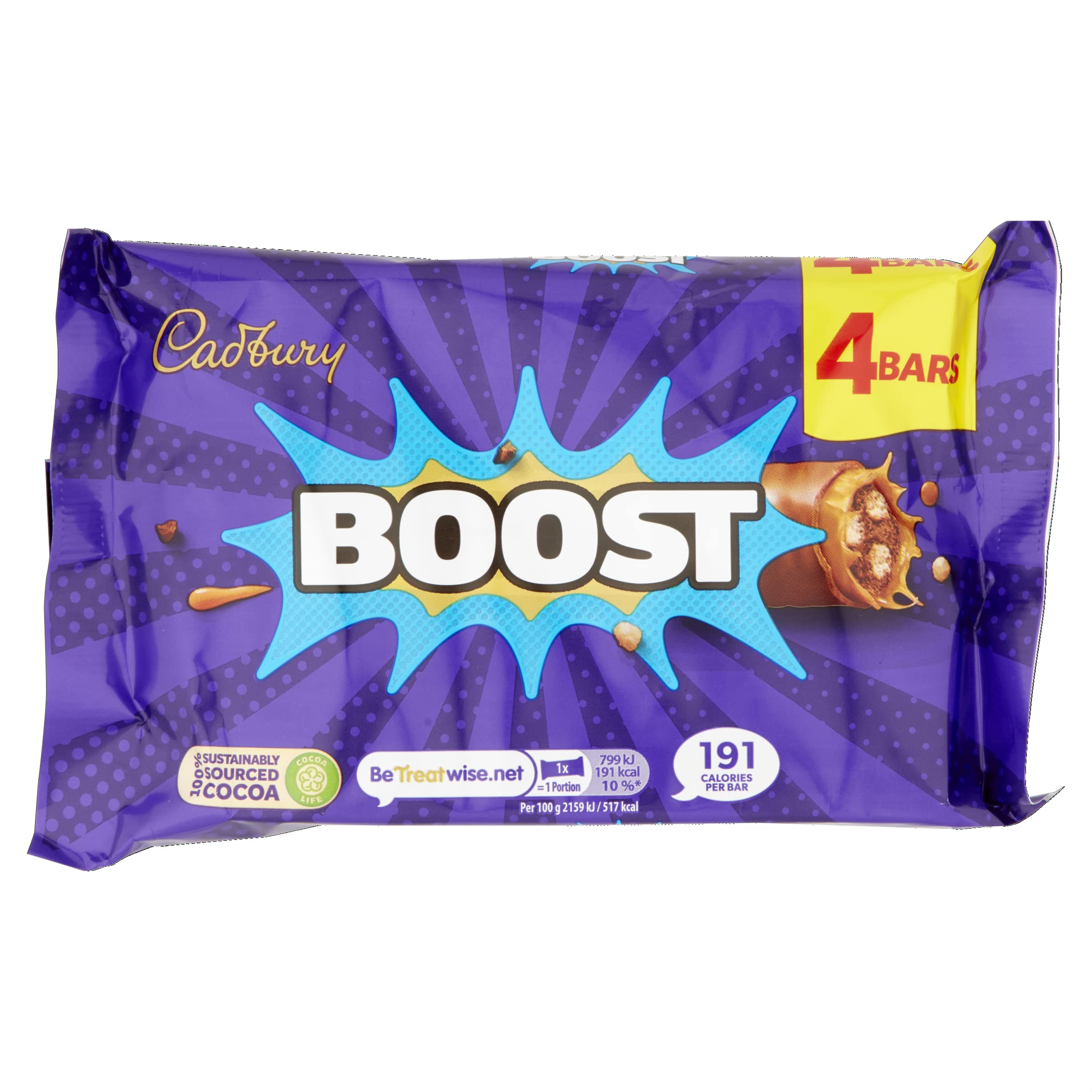 Cadbury Boost Original Chocolate Bars with Biscuit & Caramel in Milk Chocolate, 4 x 37g 7
