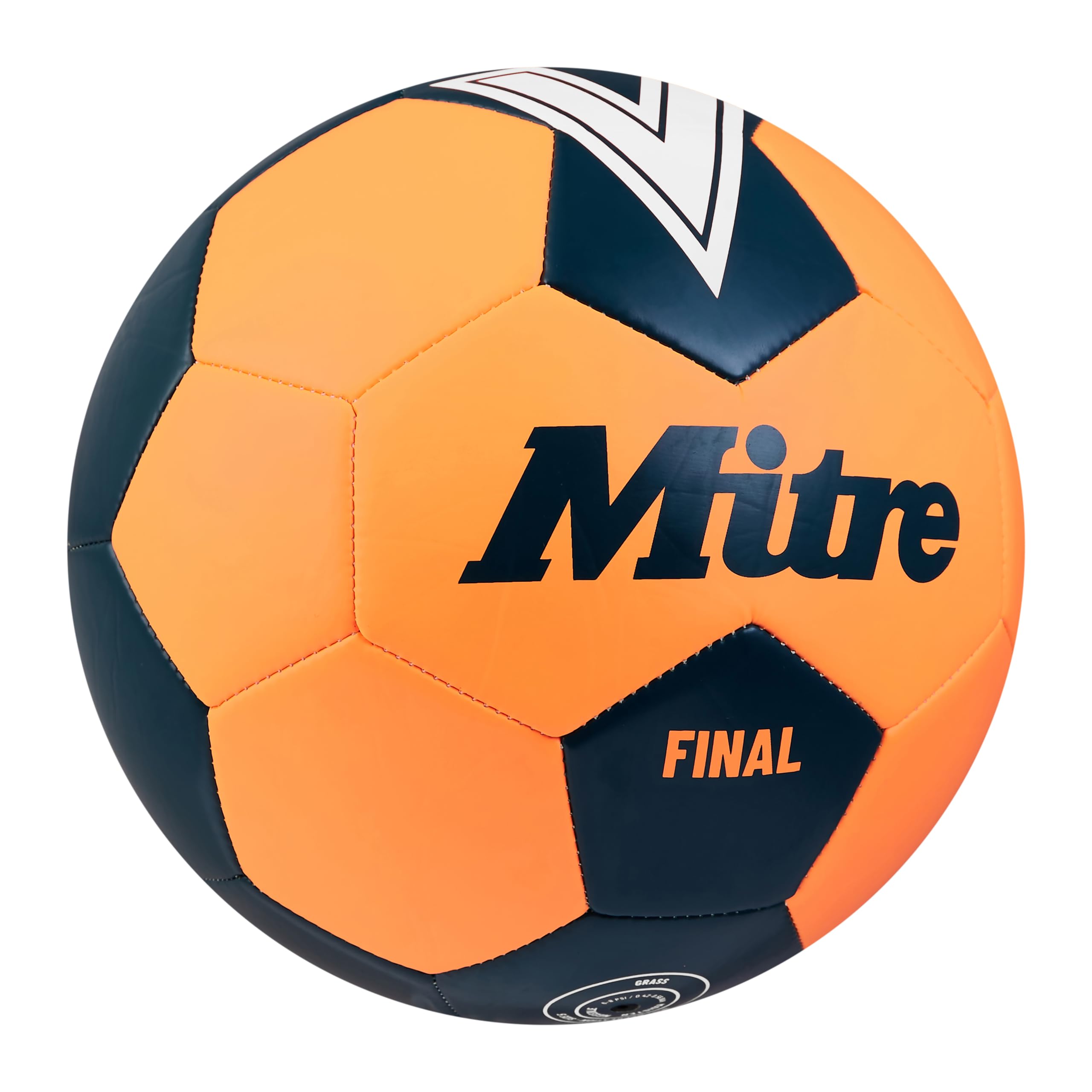 Mitre Final Recreational Football - Size 5 | Fluo Orange/Tidal Teal | Machine Stitched 3