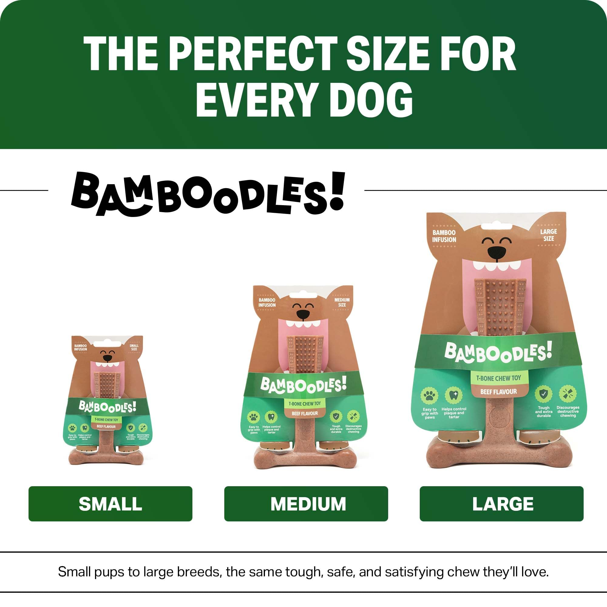 Bamboodles T-Bone Dog Chew Toy - Large Size | Durable Nylon & Bamboo Fibre | Beef Flavour 4