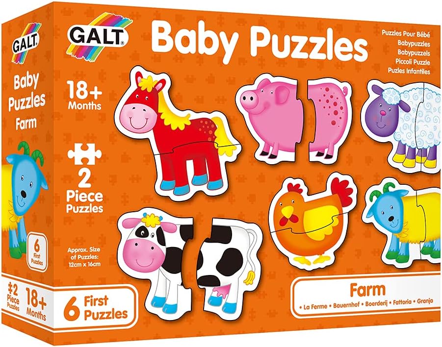 Galt Baby Puzzles - Farm Animal 2-Piece Jigsaw Set for Toddlers 18 Months+ 1