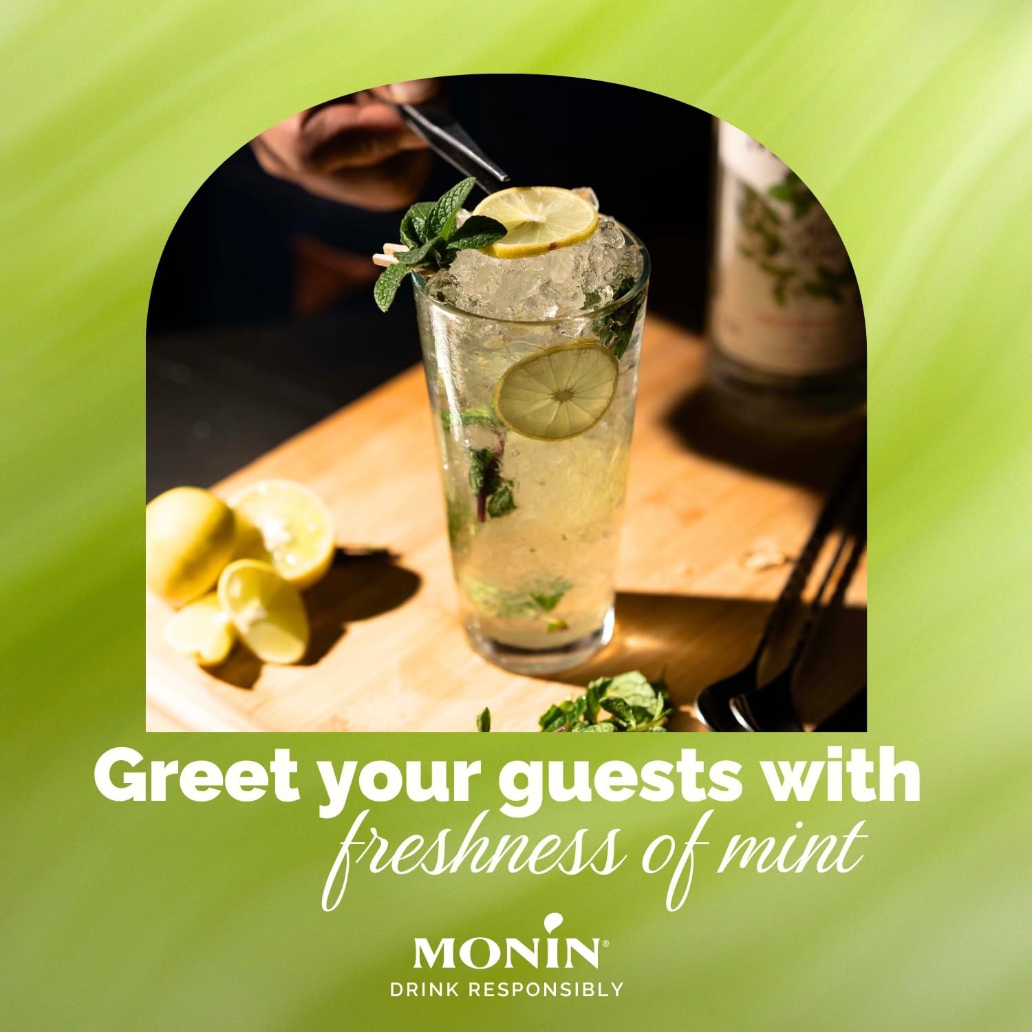 Monin Mojito Mint Syrup - Natural Flavouring for Cocktails & Mocktails | 700ml Glass Bottle 7