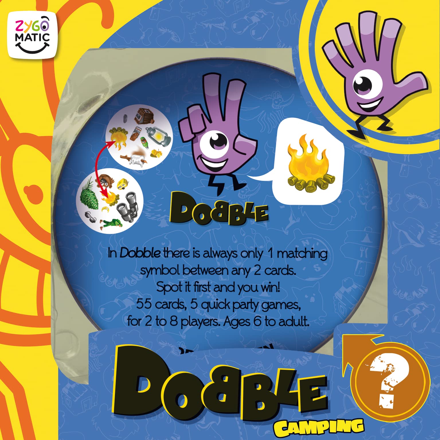 Asmodee Dobble Camping-Kartenspiel für Kinder ab 6 Jahren | 2–8 Spieler | 15 Minuten Spielzeit