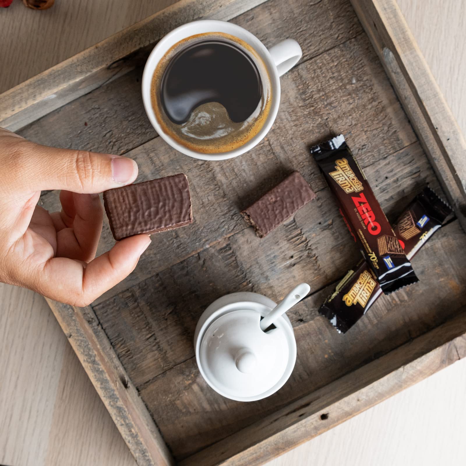 Tirma – Waffeln aus 70 % dunkler Schokolade, ohne Zuckerzusatz, ketofreundlich, kohlenhydratarm, gentechnikfrei, vegetarisch, diabetikerfreundlich (3 Waffeln, 64,5 g) 4