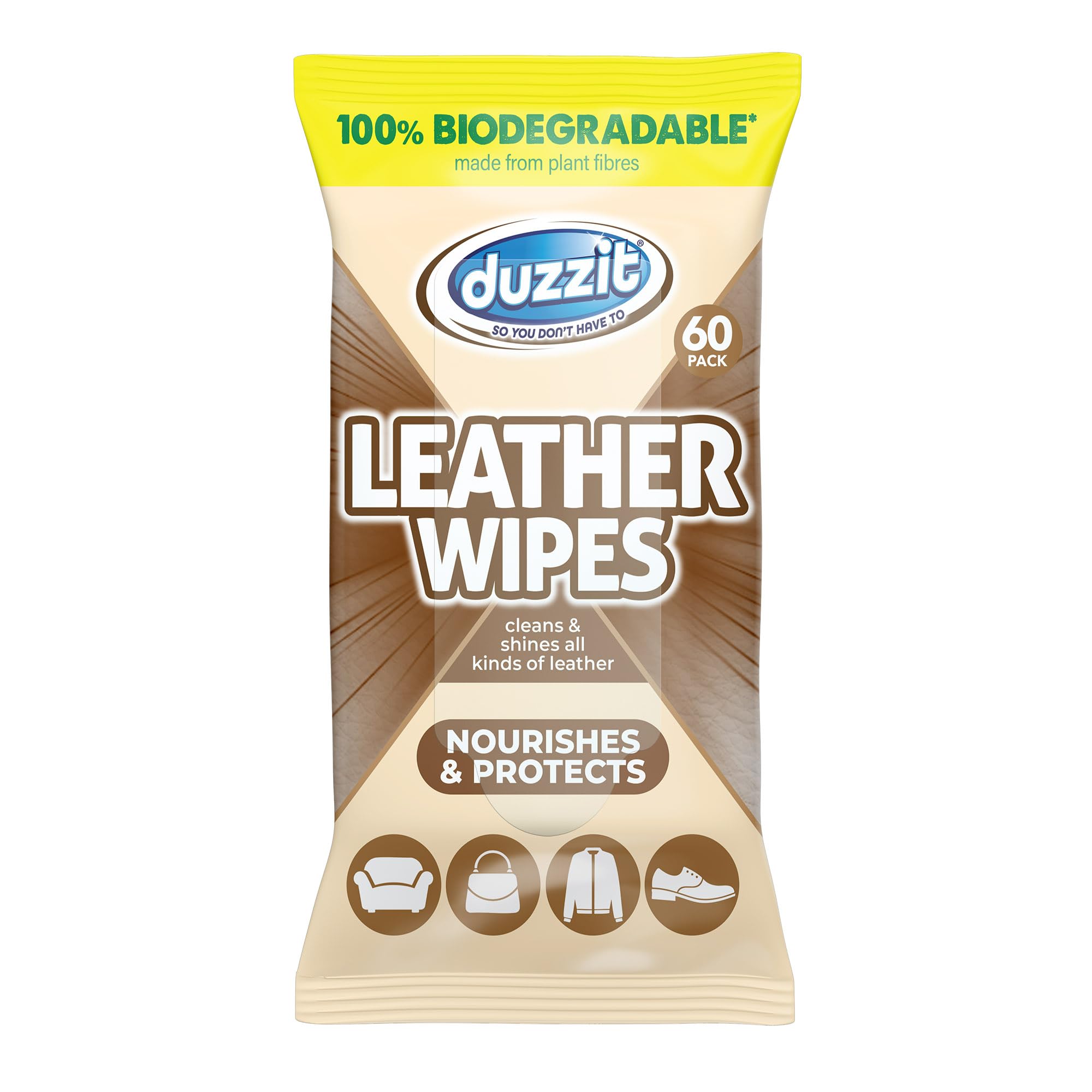 Duzzit Leather Wipes - 60 Count Pack | Nourishing & Protecting | Citrus Scent