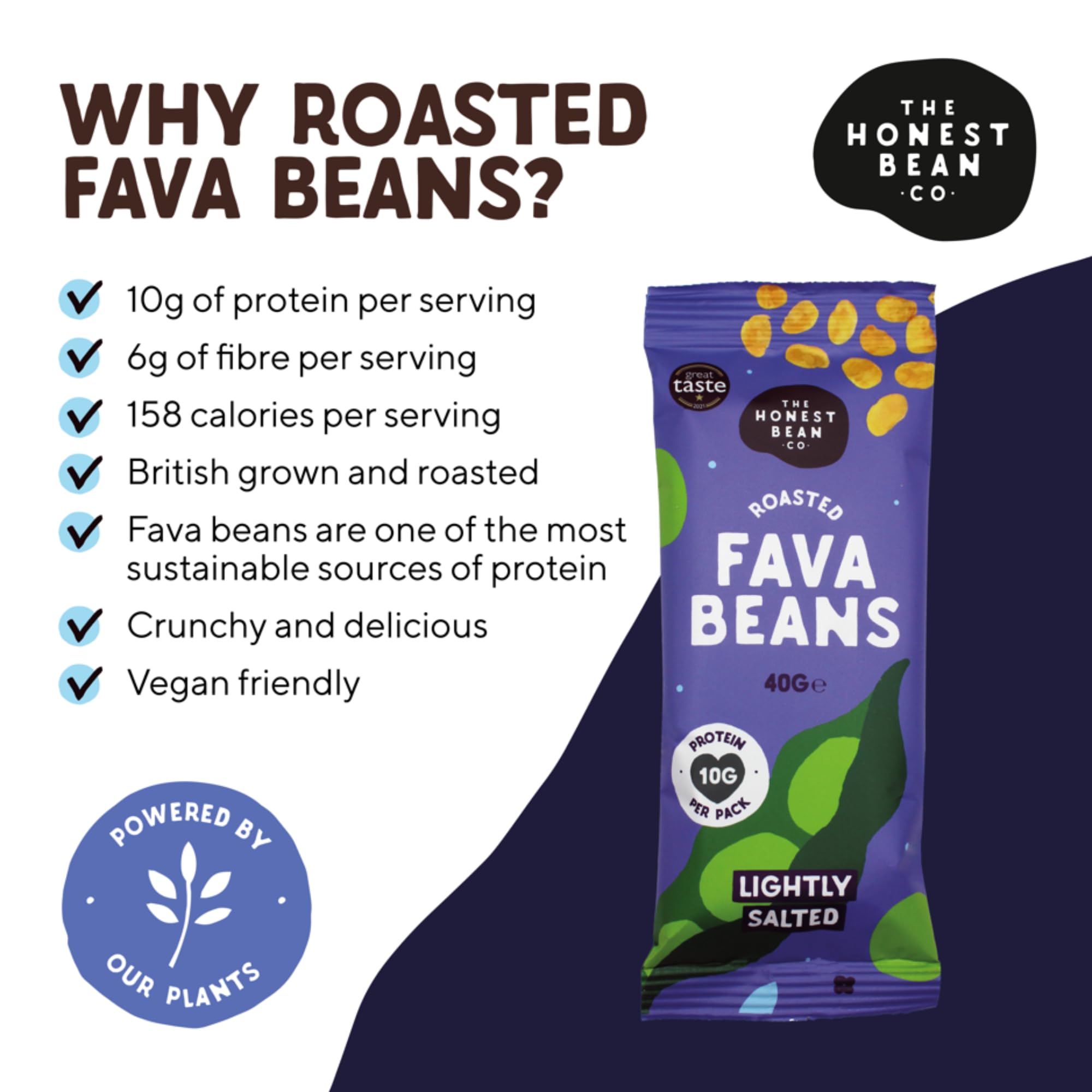 The Honest Bean Co Roasted Fava Bean Snacks Lightly Salted 480g - High Protein Vegan Snack 8