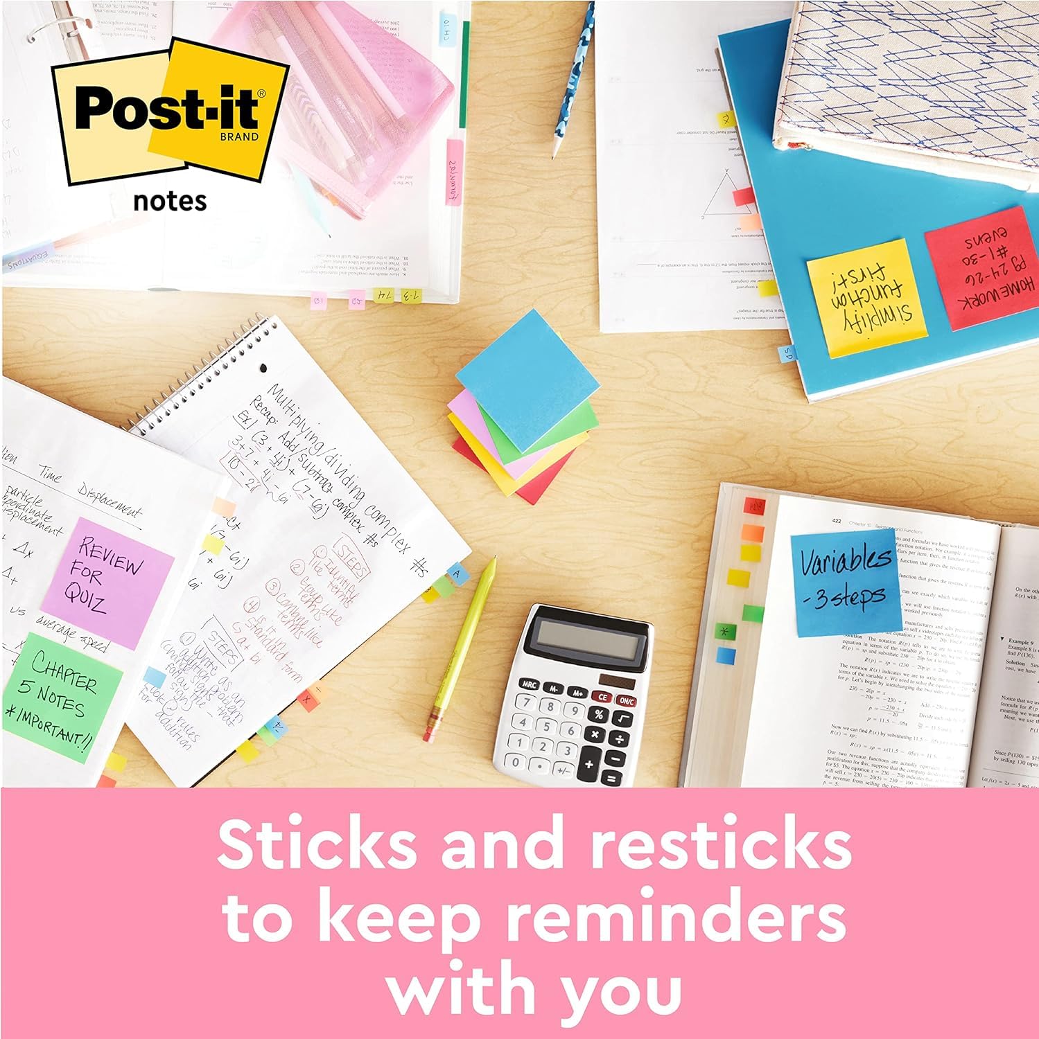 Post-it Notes - Assorted Colours, 24 Pads, 100 Sheets/Pad | 76 mm x 76 mm Square