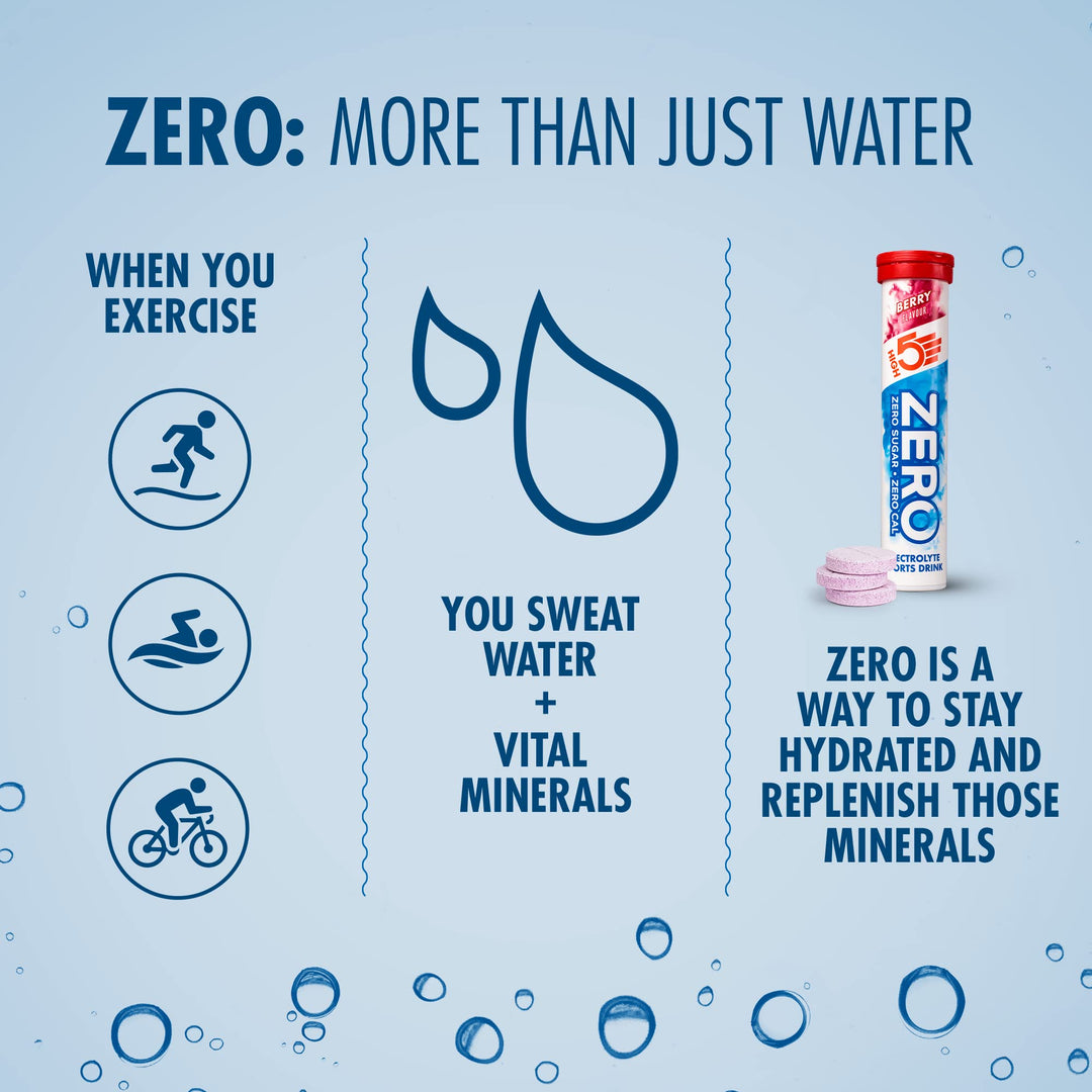 HIGH5 ZERO Electrolyte Hydration Tablets with Vitamin C | Sugar Free Performance Boost | Berry Flavor (H5-ZBER)