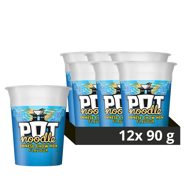 Pot Noodle Chinese Chow Mein Vegetarian Instant Noodles 12 x 90 g