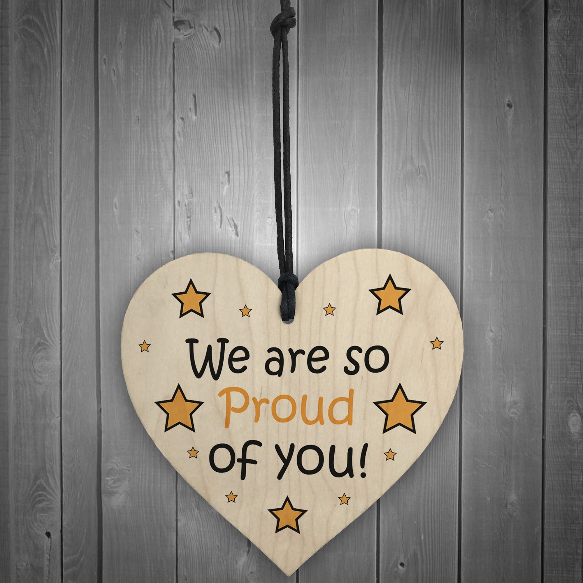 RED OCEAN Proud Of You Wooden Plaque Gift for Son or Daughter | Rustic Style | 10x10cm Black 5
