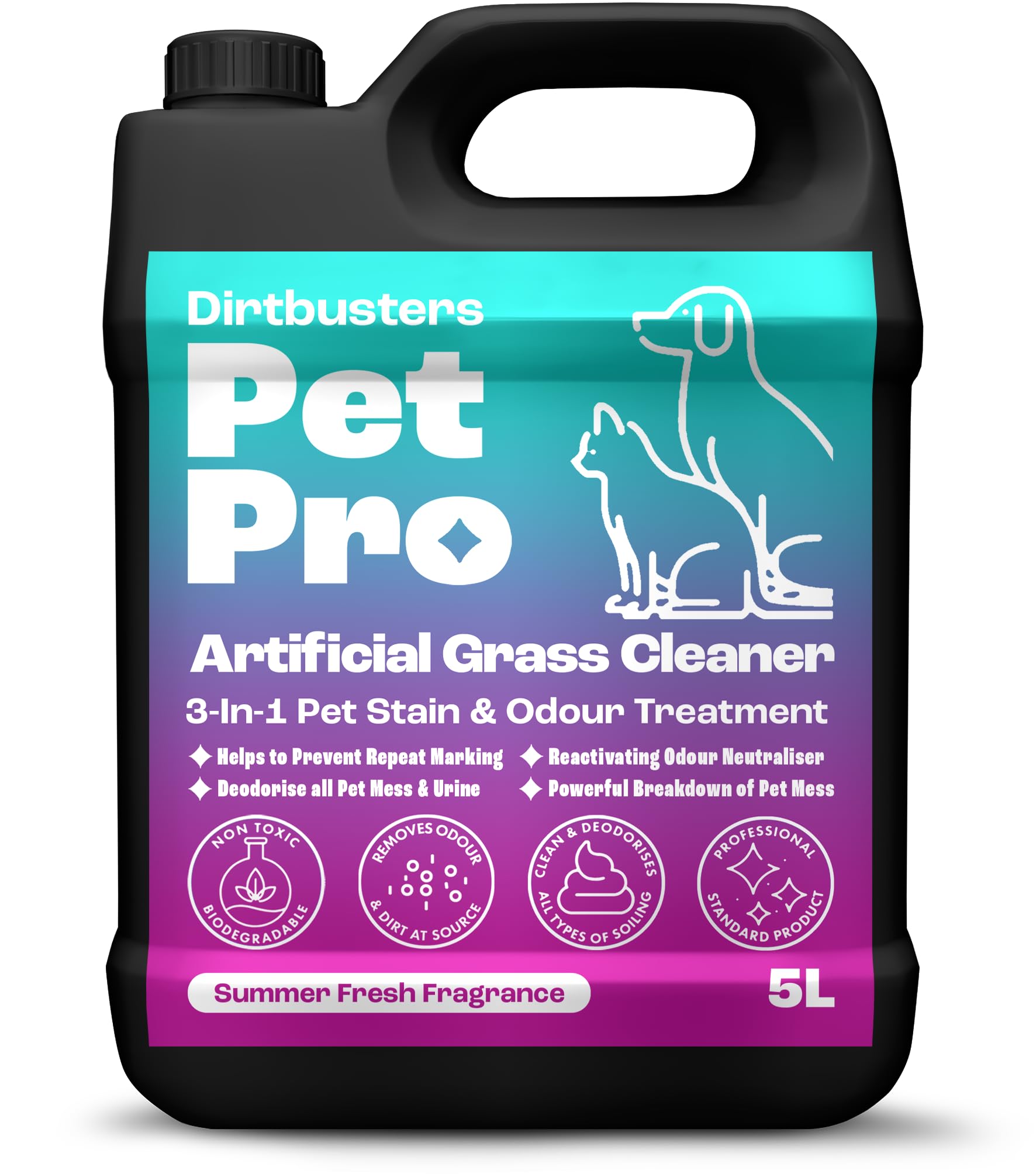 Dirtbusters Pet Pro Artificial Grass Cleaner - 3-in-1 Deep Clean & Deodorise | 5 Litre Concentrate