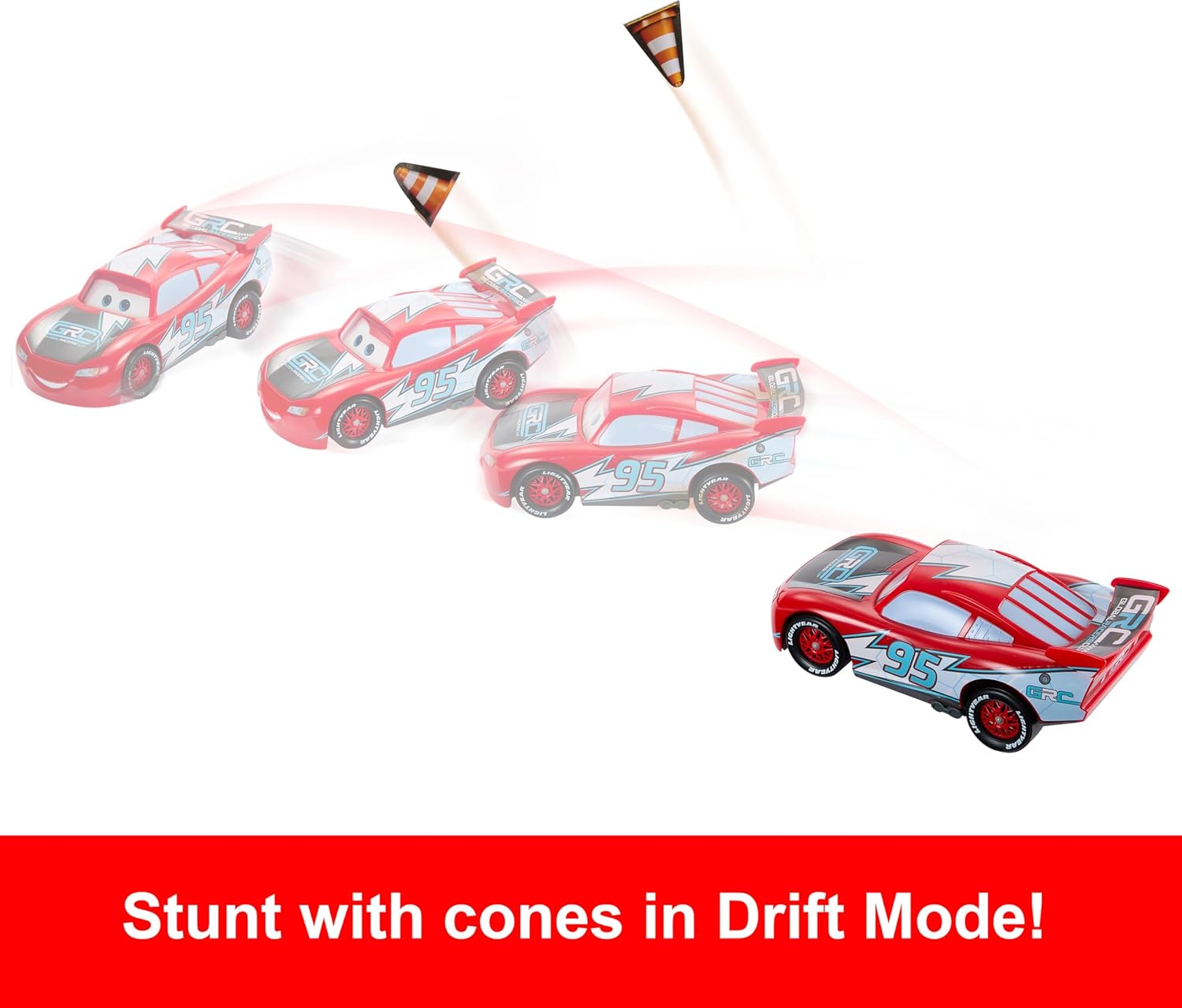 Mattel Disney and Pixar Cars Lightning McQueen Drift & Race Toy Vehicle - 2-in-1 Play Modes, Ages 3+ 4