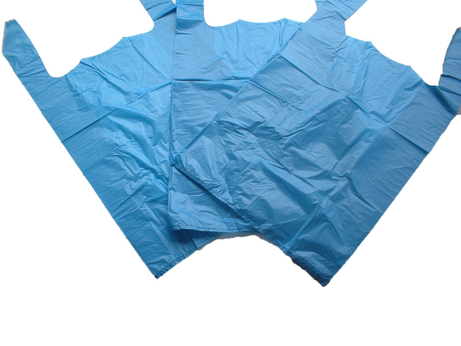 Globe Packaging Strong Blue Plastic Vest Carrier Bags - 11' x 17' x 21', 18mu Thickness, 100 Count 1
