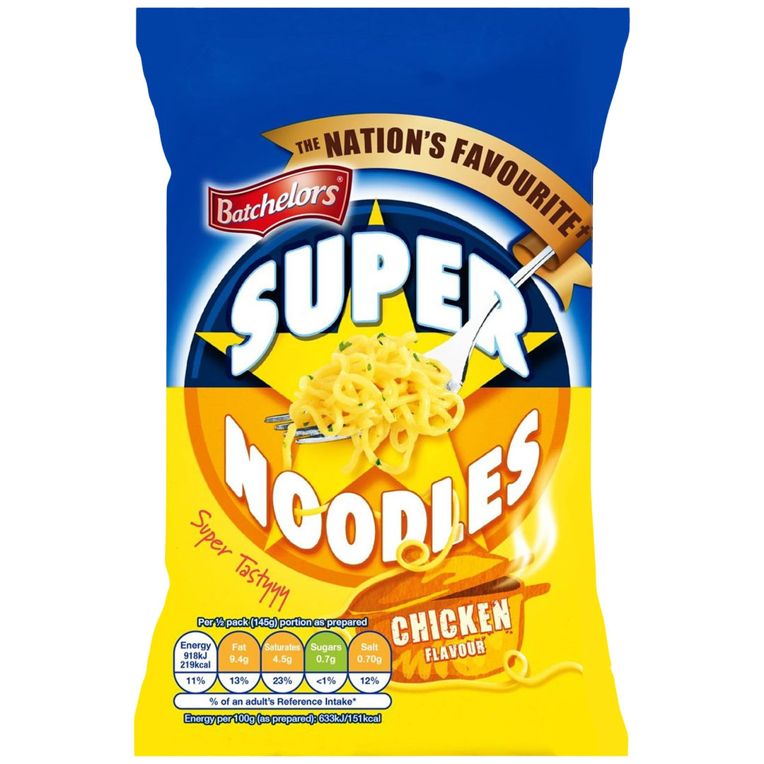 Batchelors Super Noodles Tasty Chicken Flavour - Instant Snack, 8 Pack