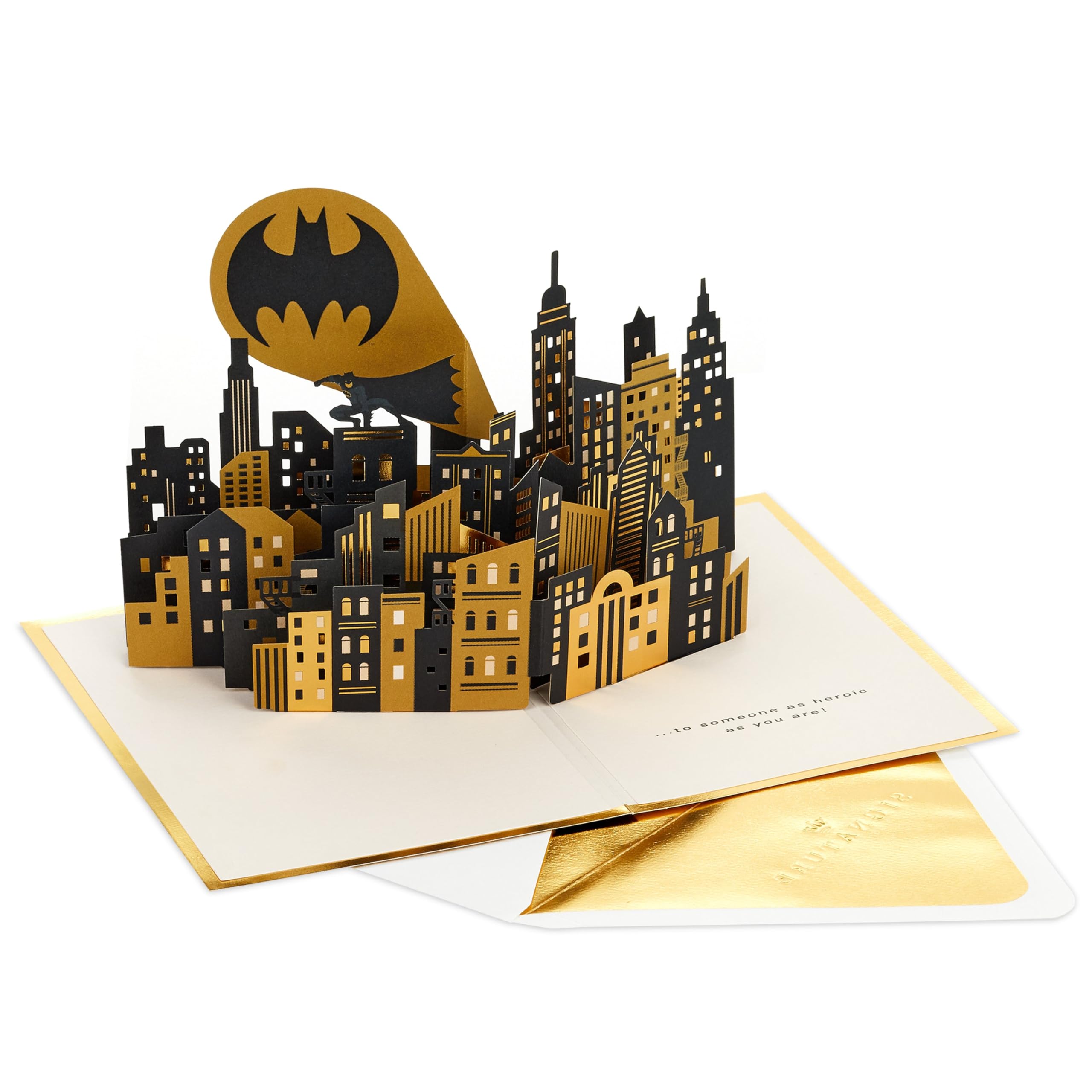 Hallmark Batman 3D Pop-Up Seasonal Card with Gold Foil Details | Birthday, Father's Day