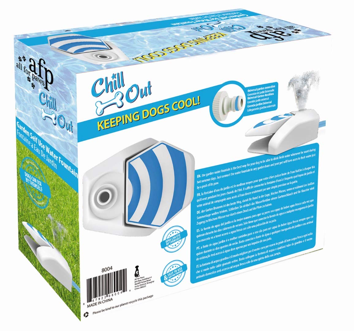 ALL FOR PAWS Chill Out Garden Water Fountain for Dogs | Easy-Push Paw Activated | Blue 5