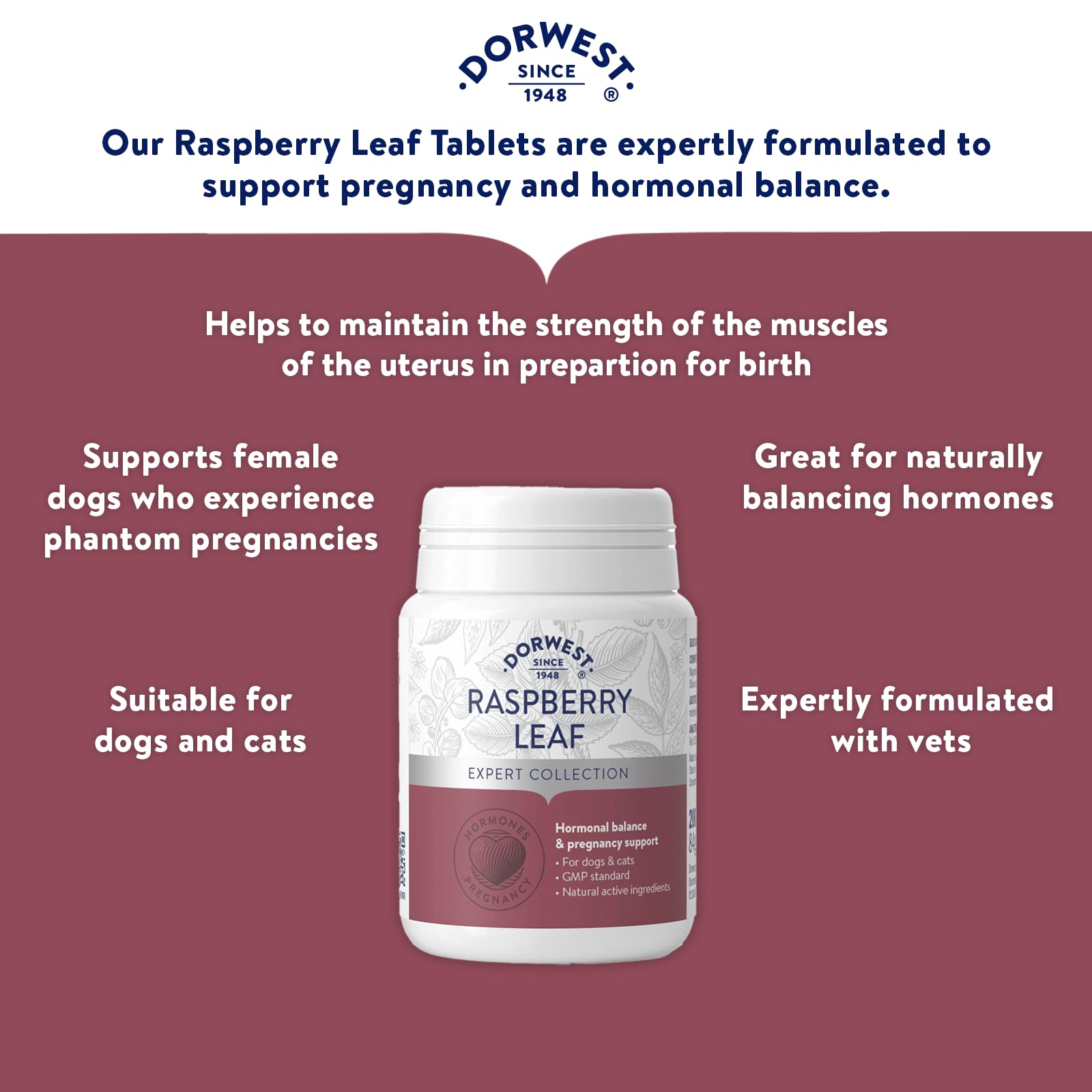 DORWEST HERBS Raspberry Leaf Tablets for Dogs & Cats - Uterine Toning & Hormone Balance | 200 Tablets 3