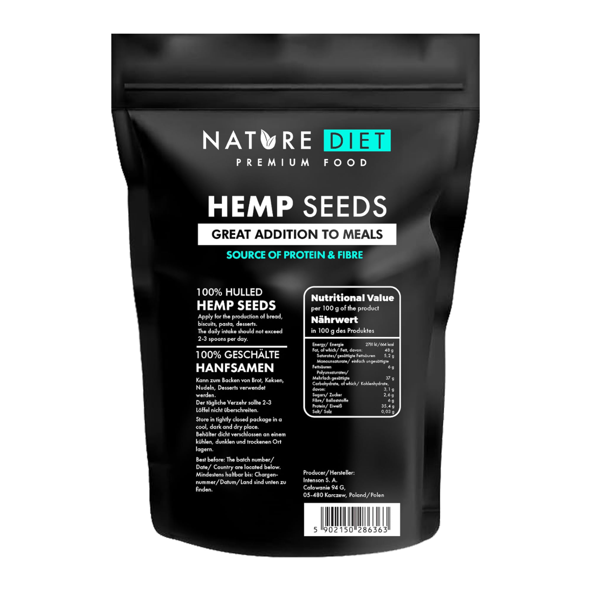 Nature Diet Hulled Hemp Seeds - 1000g Pack | High Protein & Fiber | Vegan & Gluten-Free