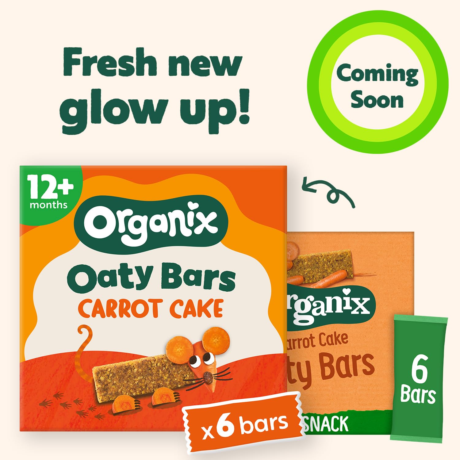 Organix Carrot Cake Organic Oaty Snack Bars - 6 Boxes of 6 x 23g 2