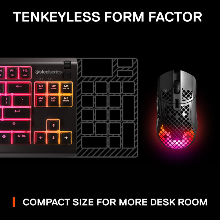 SteelSeries Apex 3 TKL RGB Gaming Keyboard - Tenkeyless Compact Design - IP32 Water & Dust Resistant - English QWERTY - Black