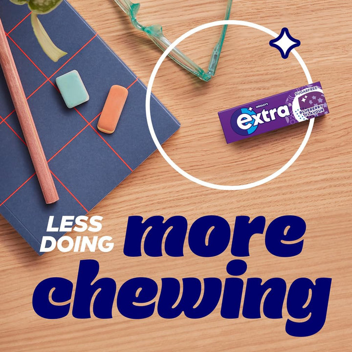 Wrigley's Extra Blueberry Sugar-Free Chewing Gum - 5 Packs of 10 Pieces (50 Total)