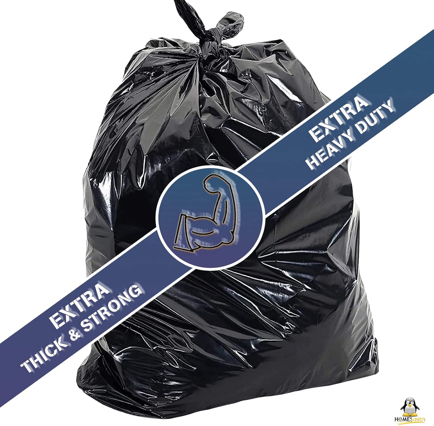 HOMESmith Extra Large Heavy Duty Eco Friendly Refuse Sacks - 120L Black Bin Bags Pack of 10 5