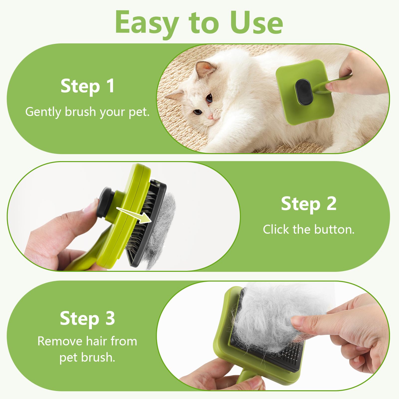 JADUFHU Self-Cleaning Slicker Pet Brush - Undercoat Removal | Stainless Steel Pins | Ergonomic Handle 5