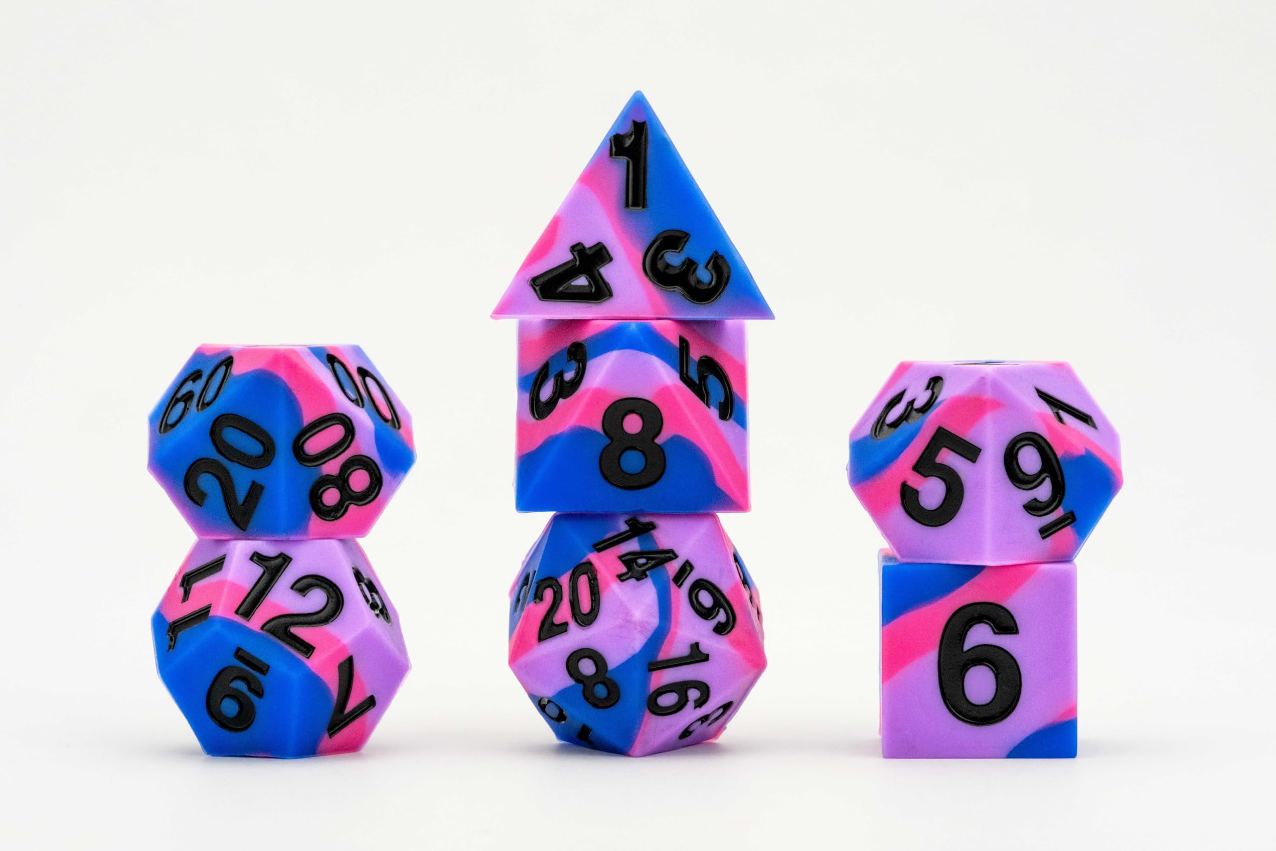 Metallic Dice Games FanRoll 16mm Pride Sharp Edge Silicone Poly Dice Set 8