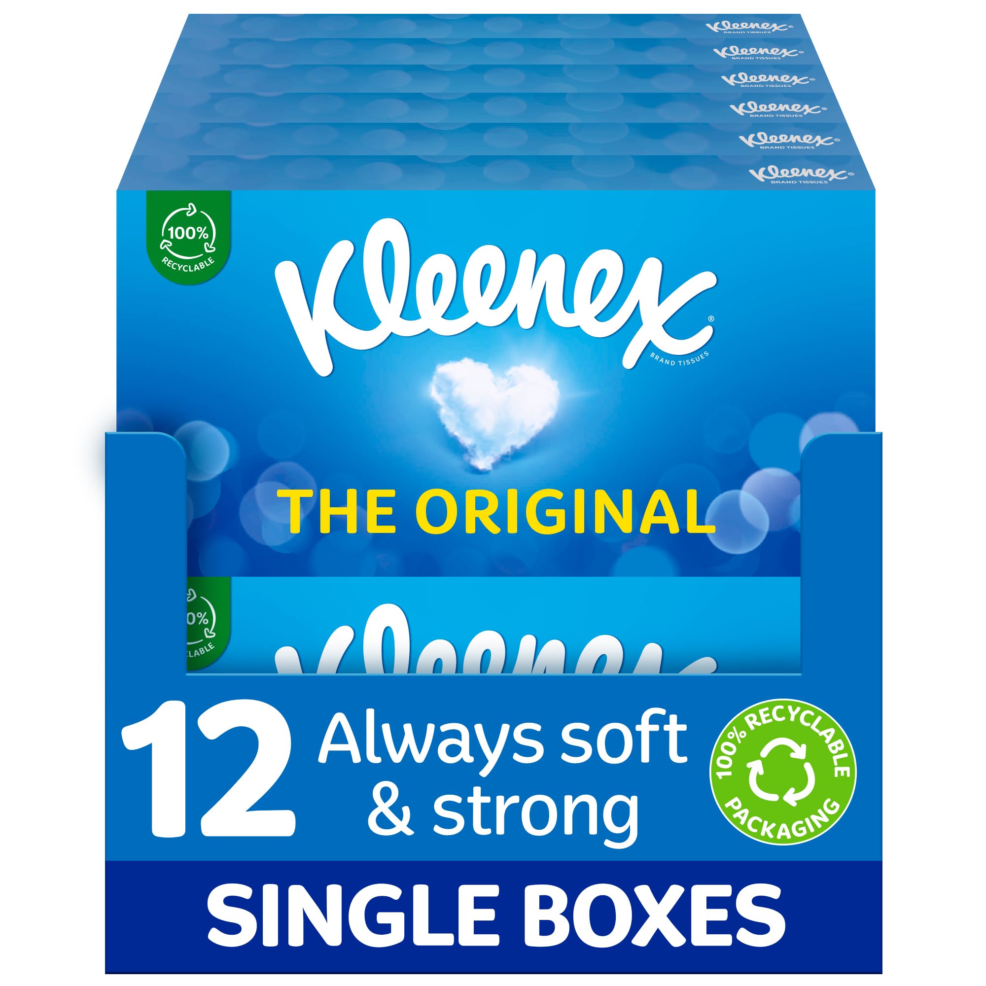 Kleenex Original Tissues - 3-Ply Softness, FSC Certified | 12 Box Multipack (768 Sheets) 1