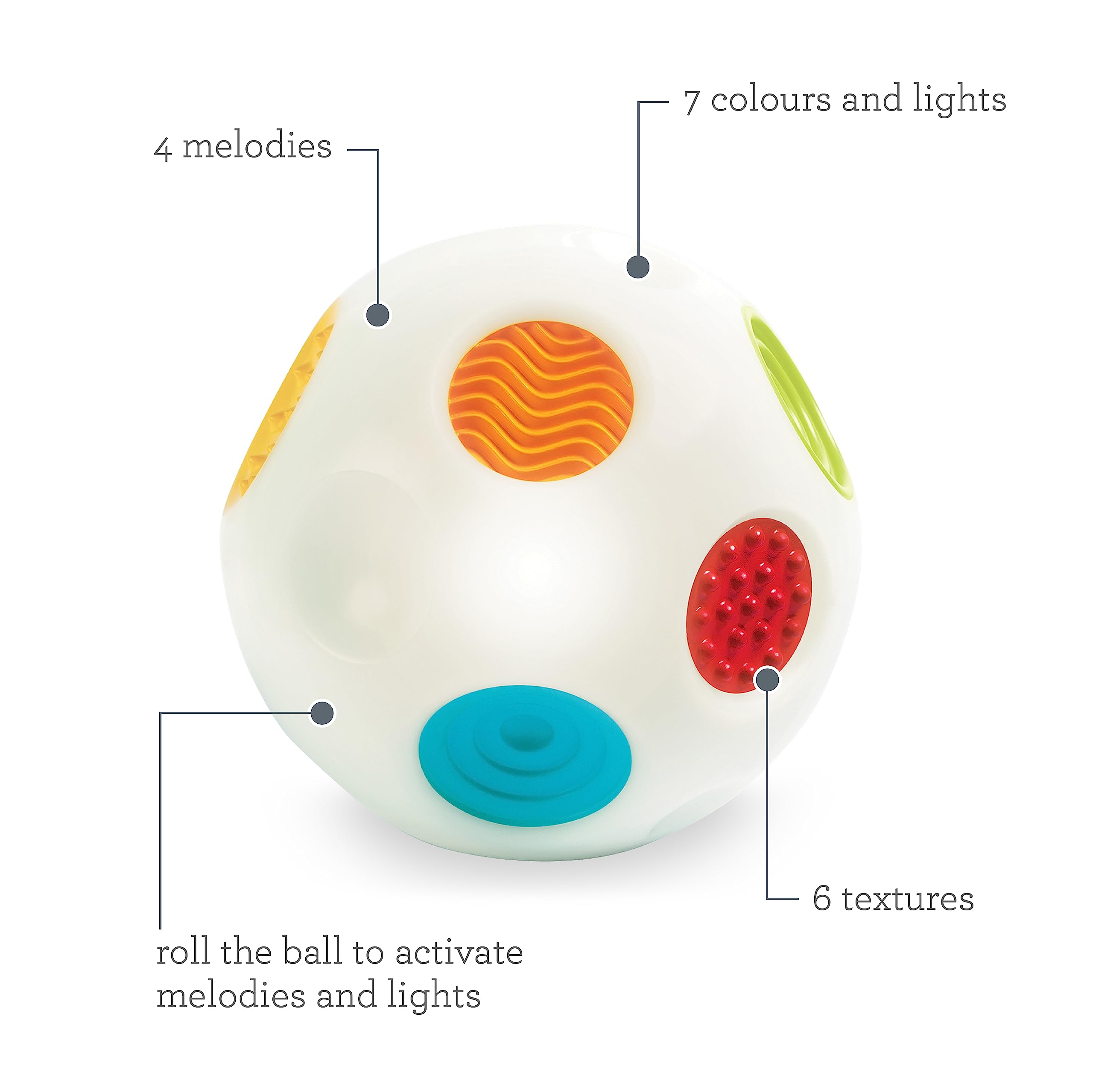 INFANTINO Sensory Sound and Light Activity Ball - Educational, Motor Skills Development, Ages 9-36 Months 5