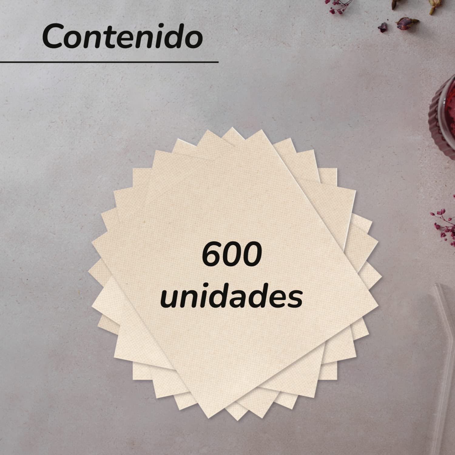 Hostelnovo Eco 10x10 cm Recycled Paper Napkins - 600 Pack, Biodegradable Cocktail Napkins 7