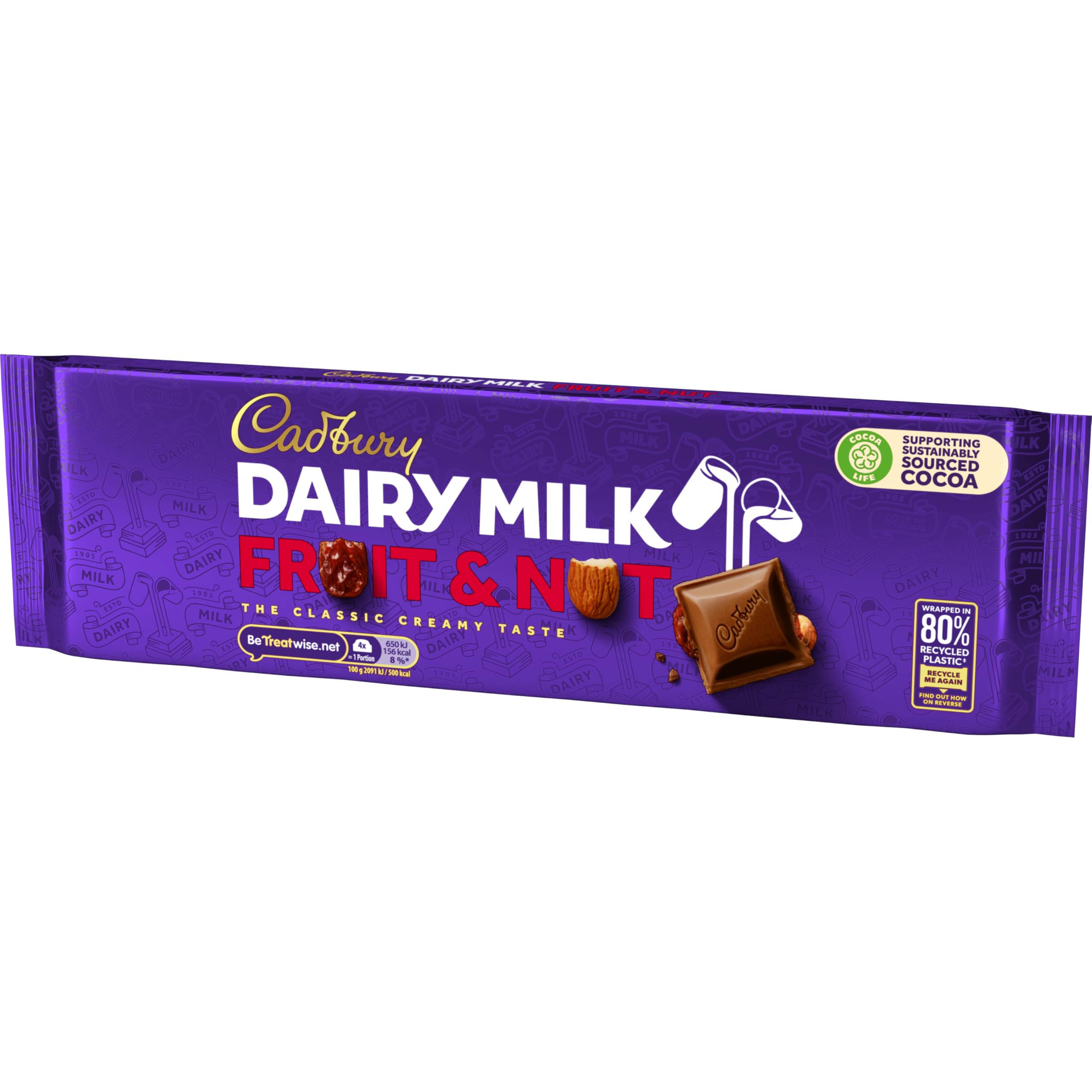Cadbury Dairy Milk Fruit & Nut Chocolate Bar 280g - Creamy Milk Chocolate with Almonds & Raisins 5